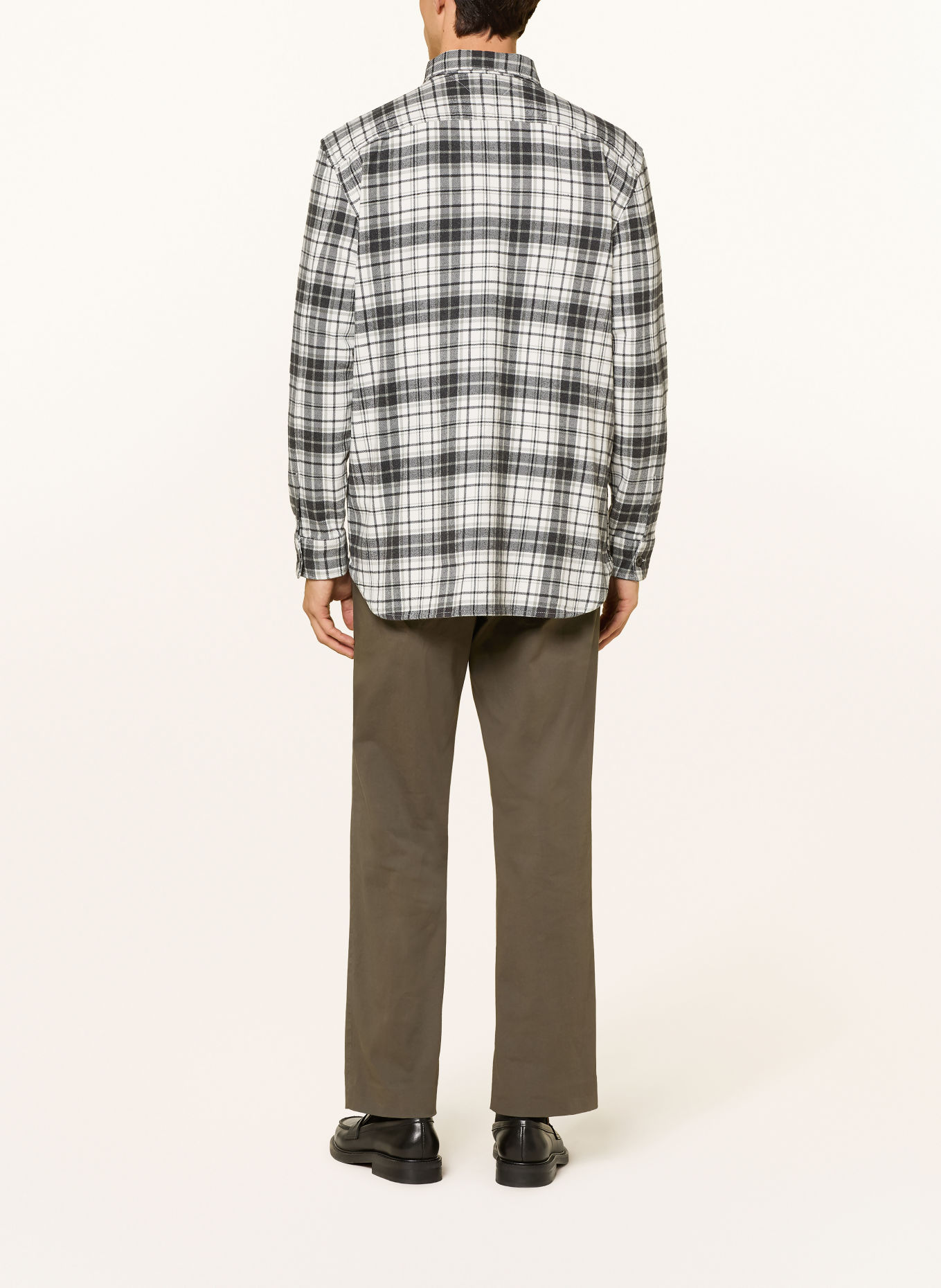 TOMMY HILFIGER Classic Fit Flannel Shirt: WHITE / DARK GRAY / GRAY