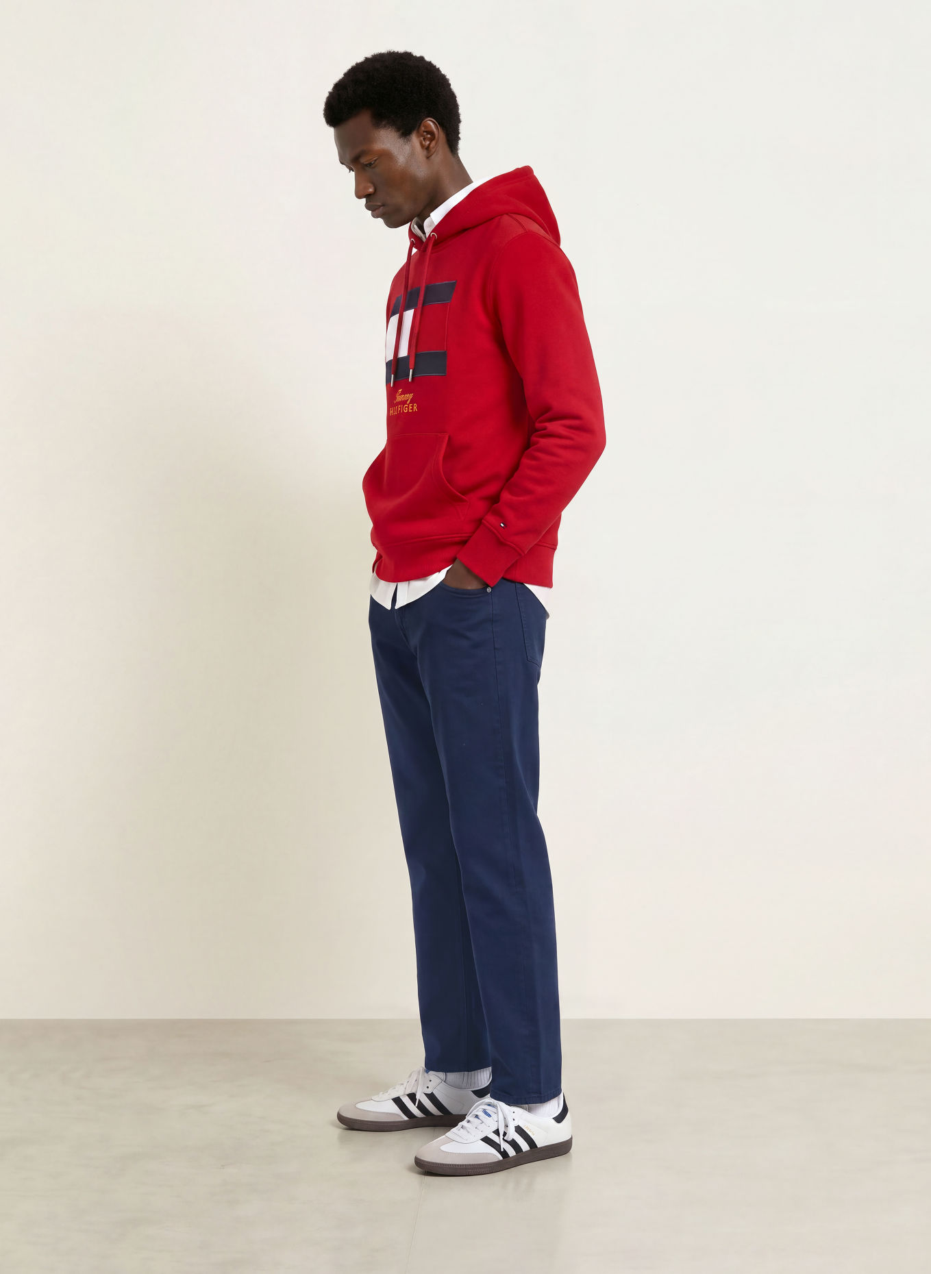 TOMMY HILFIGER Hanorac cu glugă: ROȘU / ALBASTRU ÎNCHIS / ALB