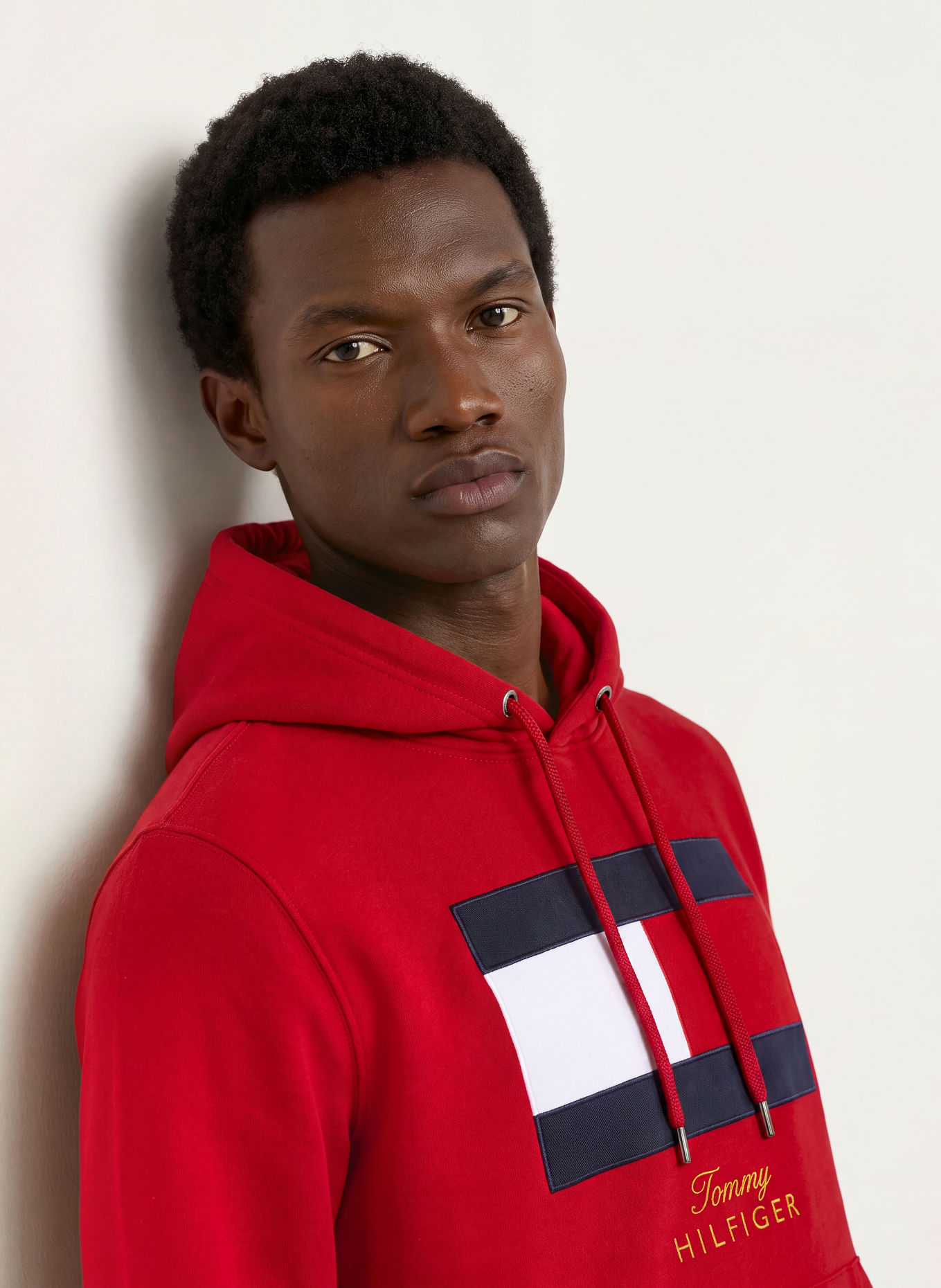 TOMMY HILFIGER Hanorac cu glugă: ROȘU / ALBASTRU ÎNCHIS / ALB