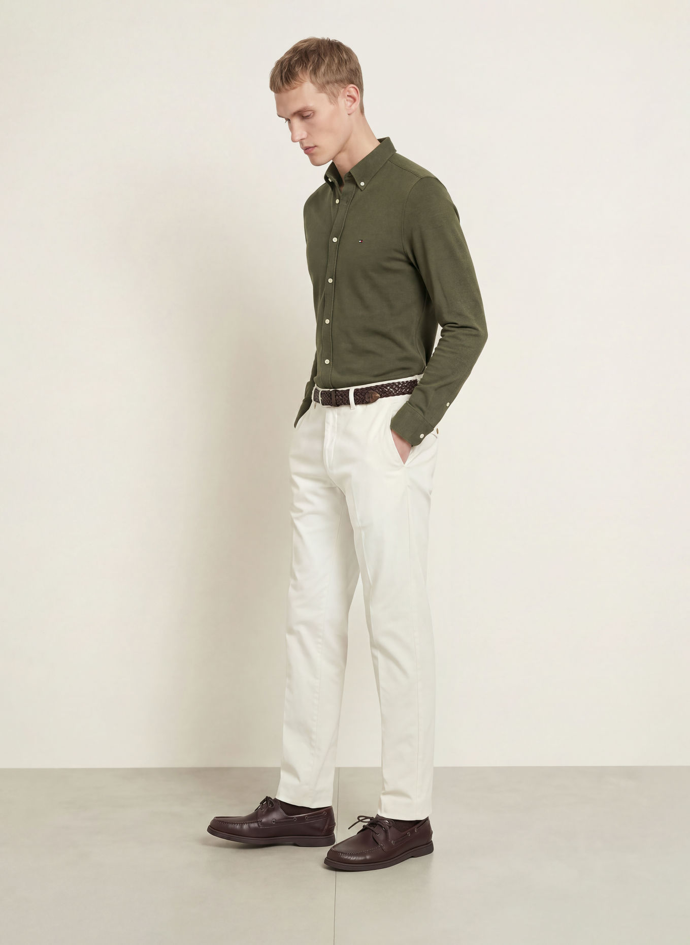 TOMMY HILFIGER Piqué-Hemd Slim Ft: DUNKELGRÜN