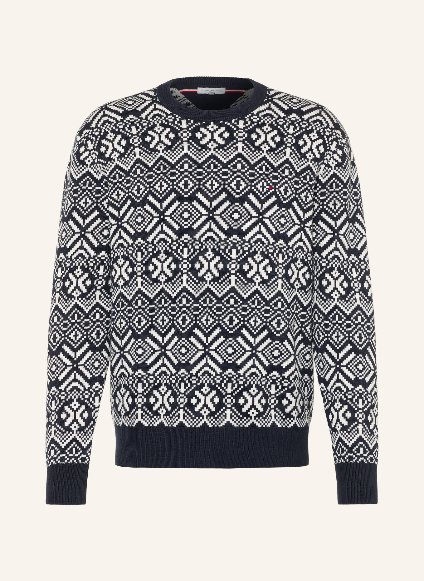 TOMMY HILFIGER Pullover: DUNKELBLAU / ECRU