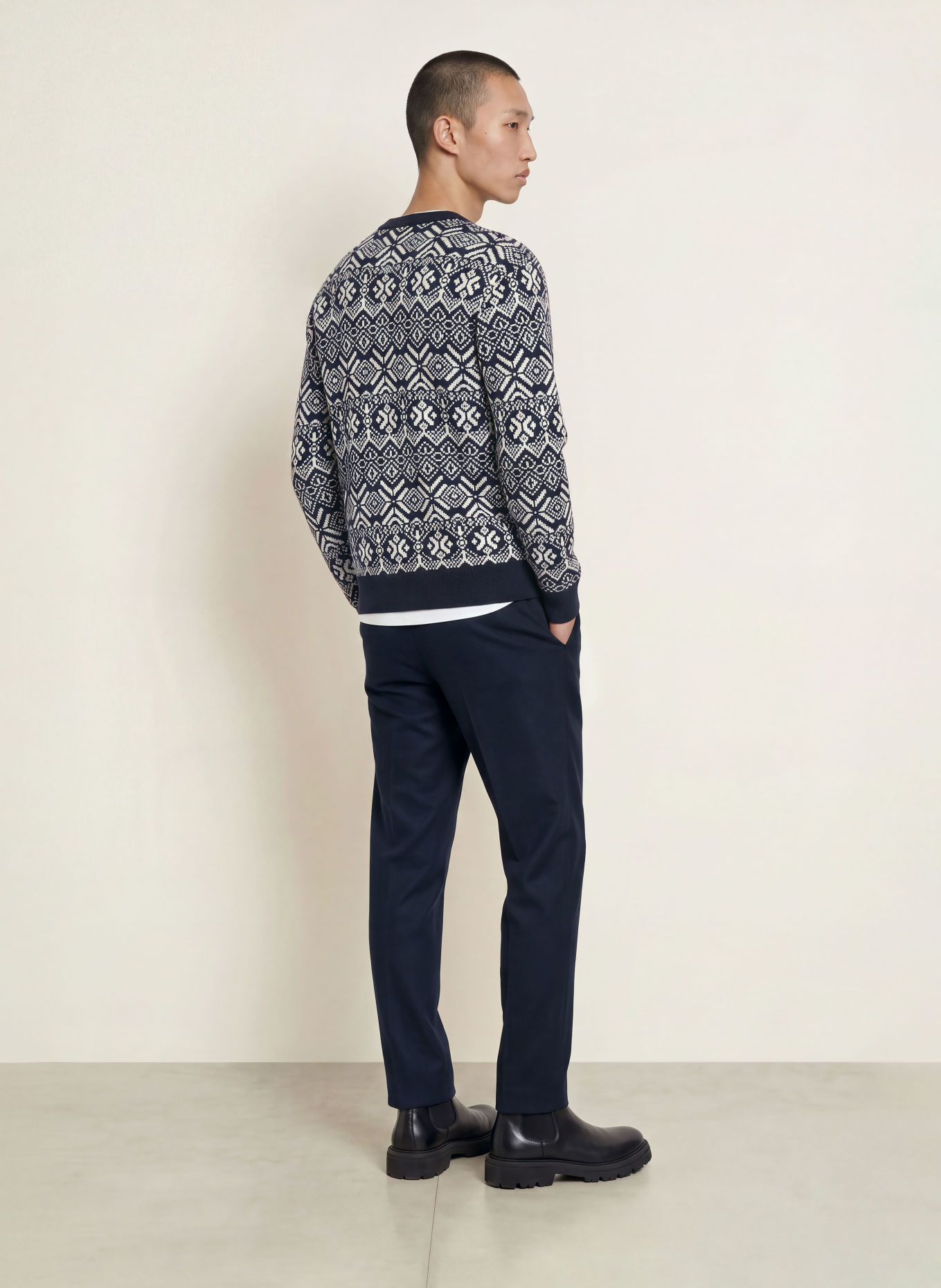TOMMY HILFIGER Pullover: DUNKELBLAU / ECRU
