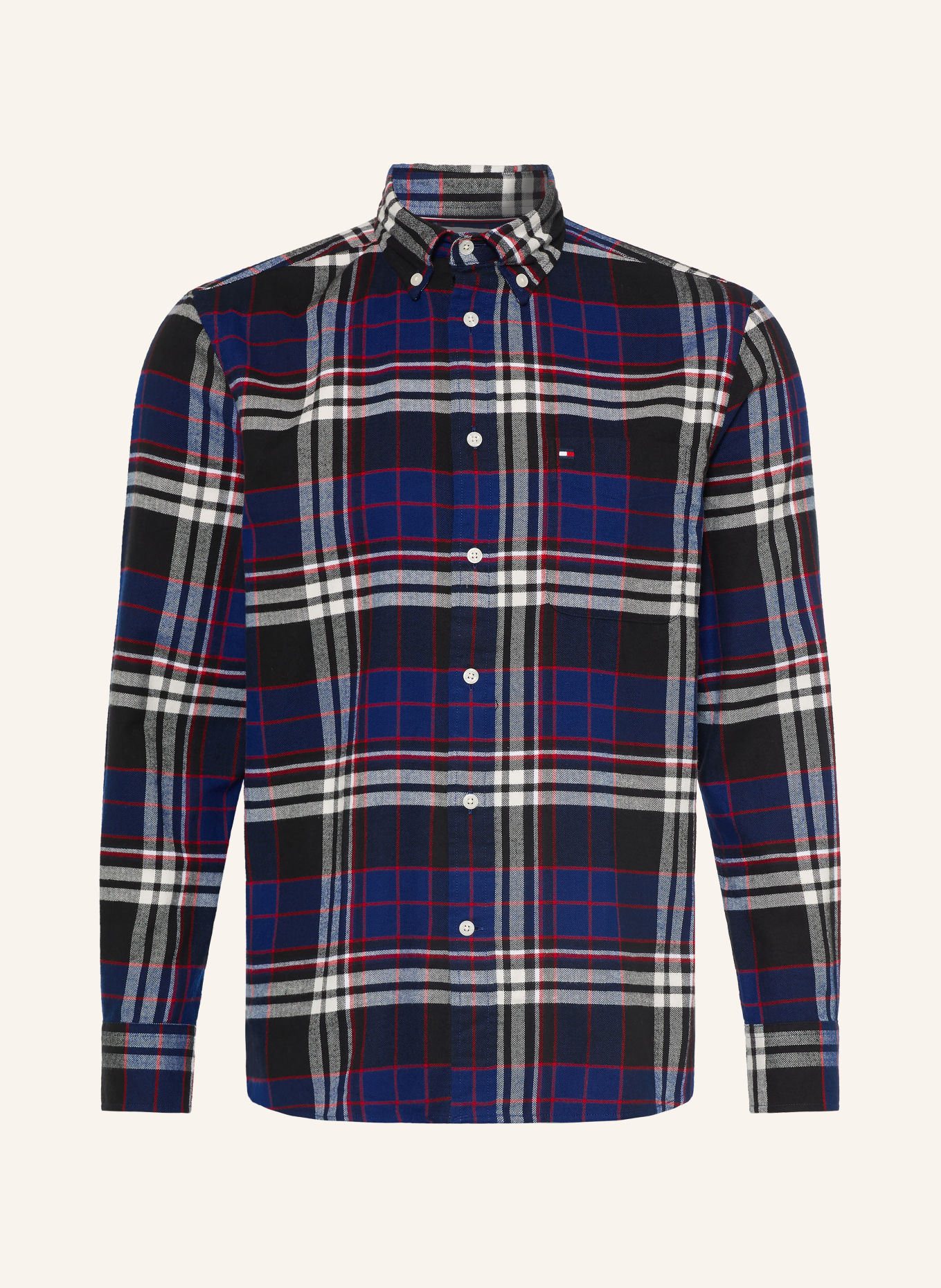 TOMMY HILFIGER Flanellhemd Regular Fit: BLAU / DUNKELROT / WEISS