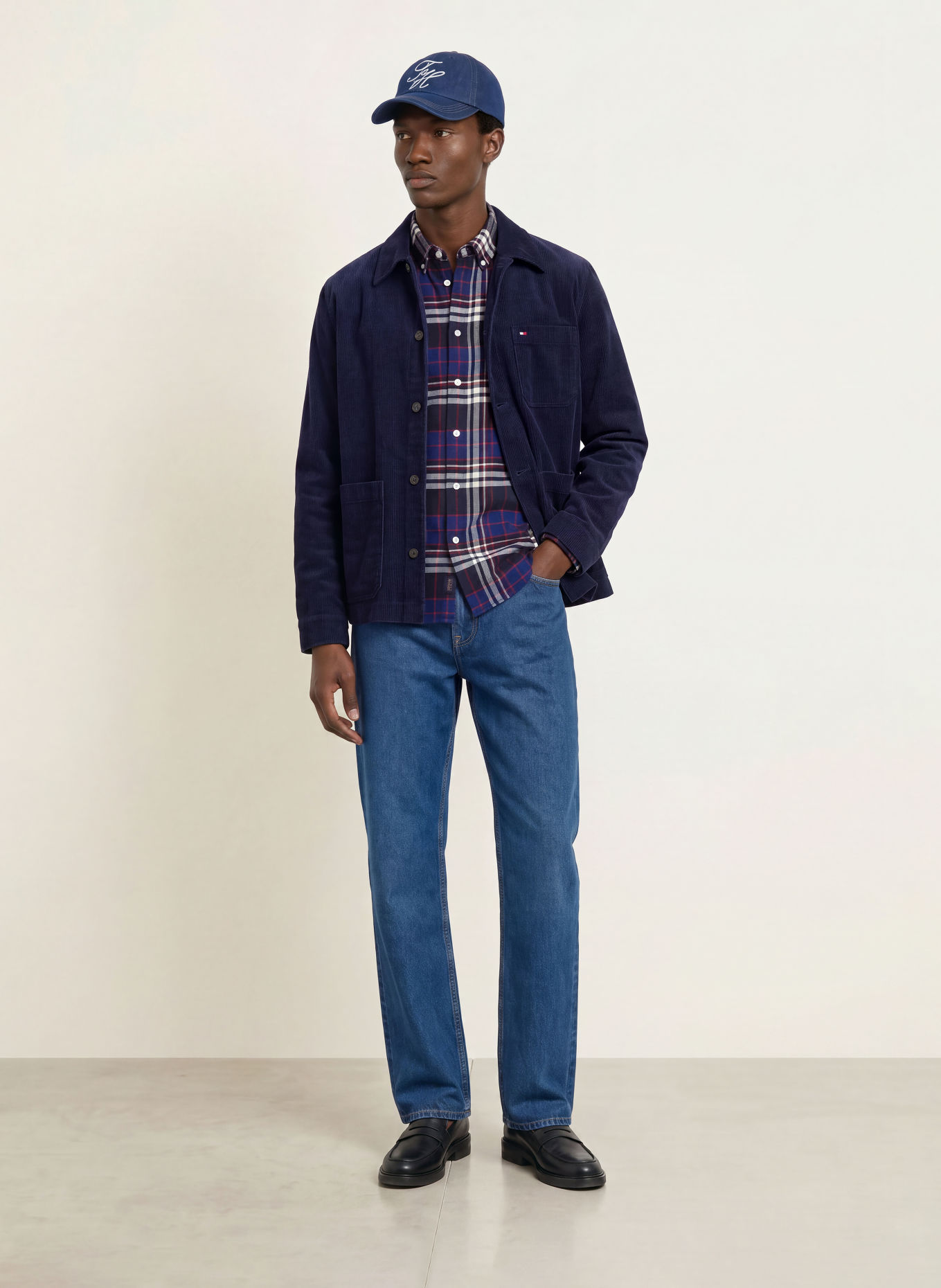 TOMMY HILFIGER Flanellhemd Regular Fit: BLAU / DUNKELROT / WEISS