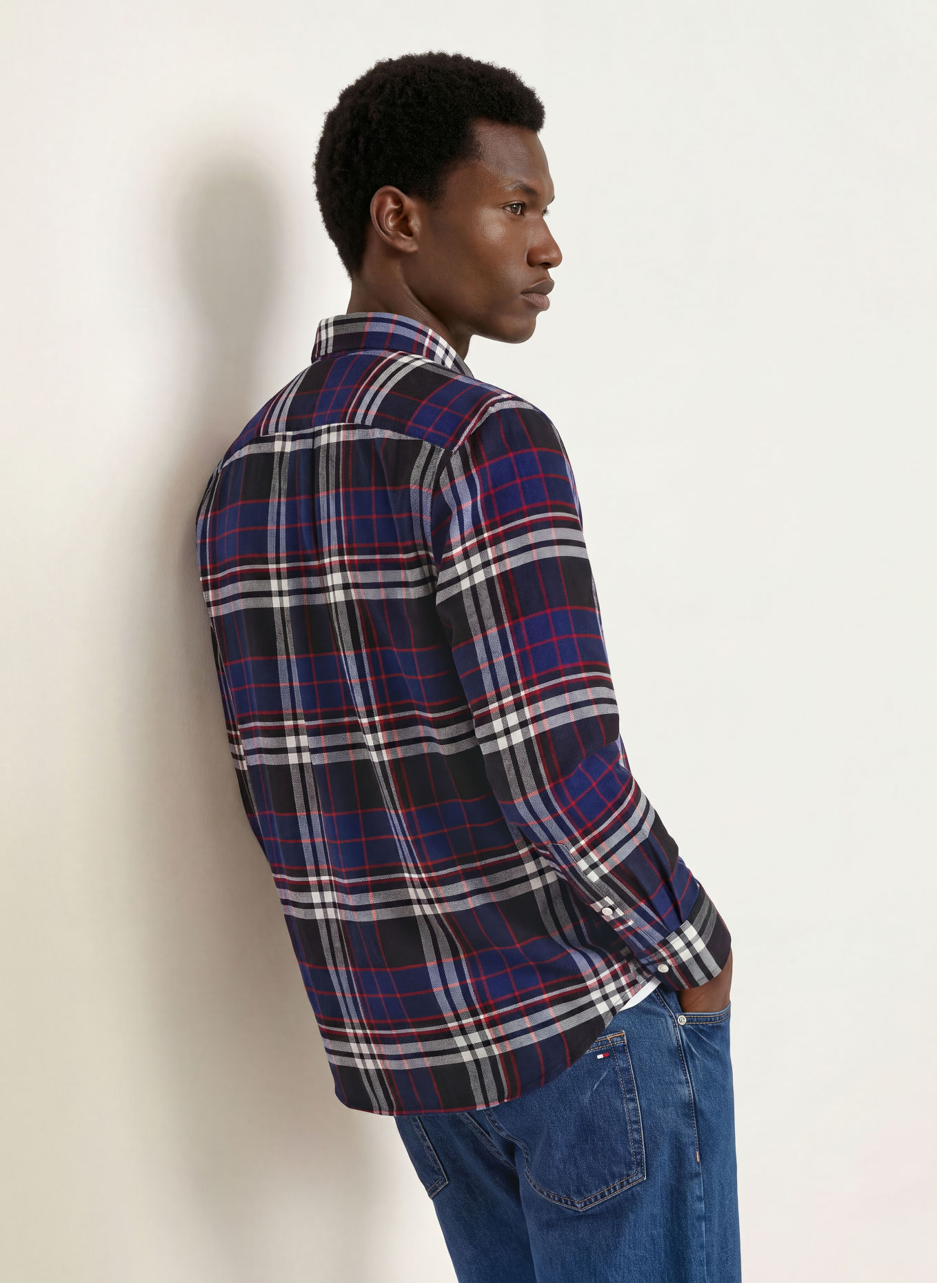 TOMMY HILFIGER Flanellhemd Regular Fit: BLAU / DUNKELROT / WEISS