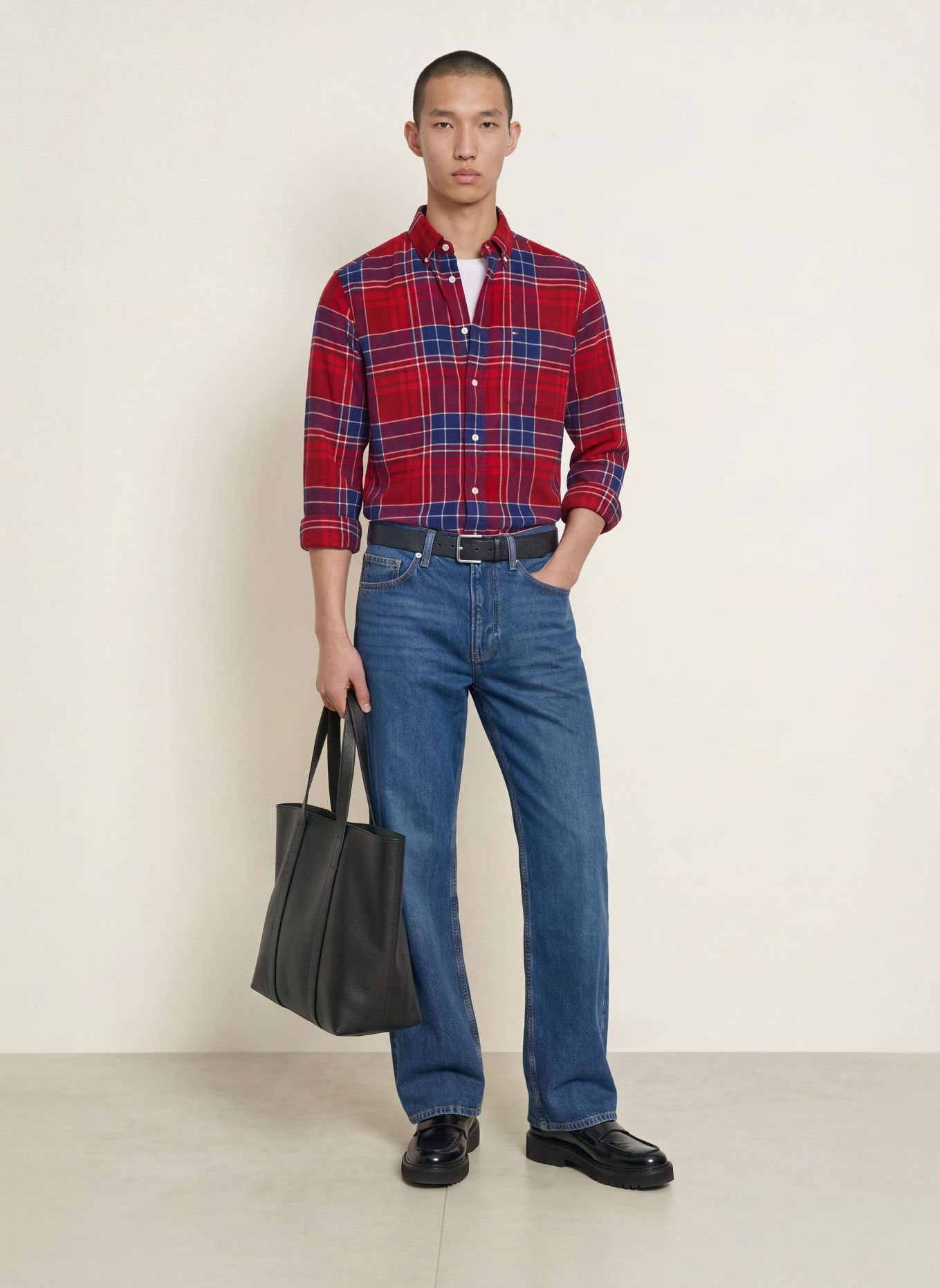 TOMMY HILFIGER Flanellhemd Regular Fit: ROT / DUNKELLILA / DUNKELBLAU