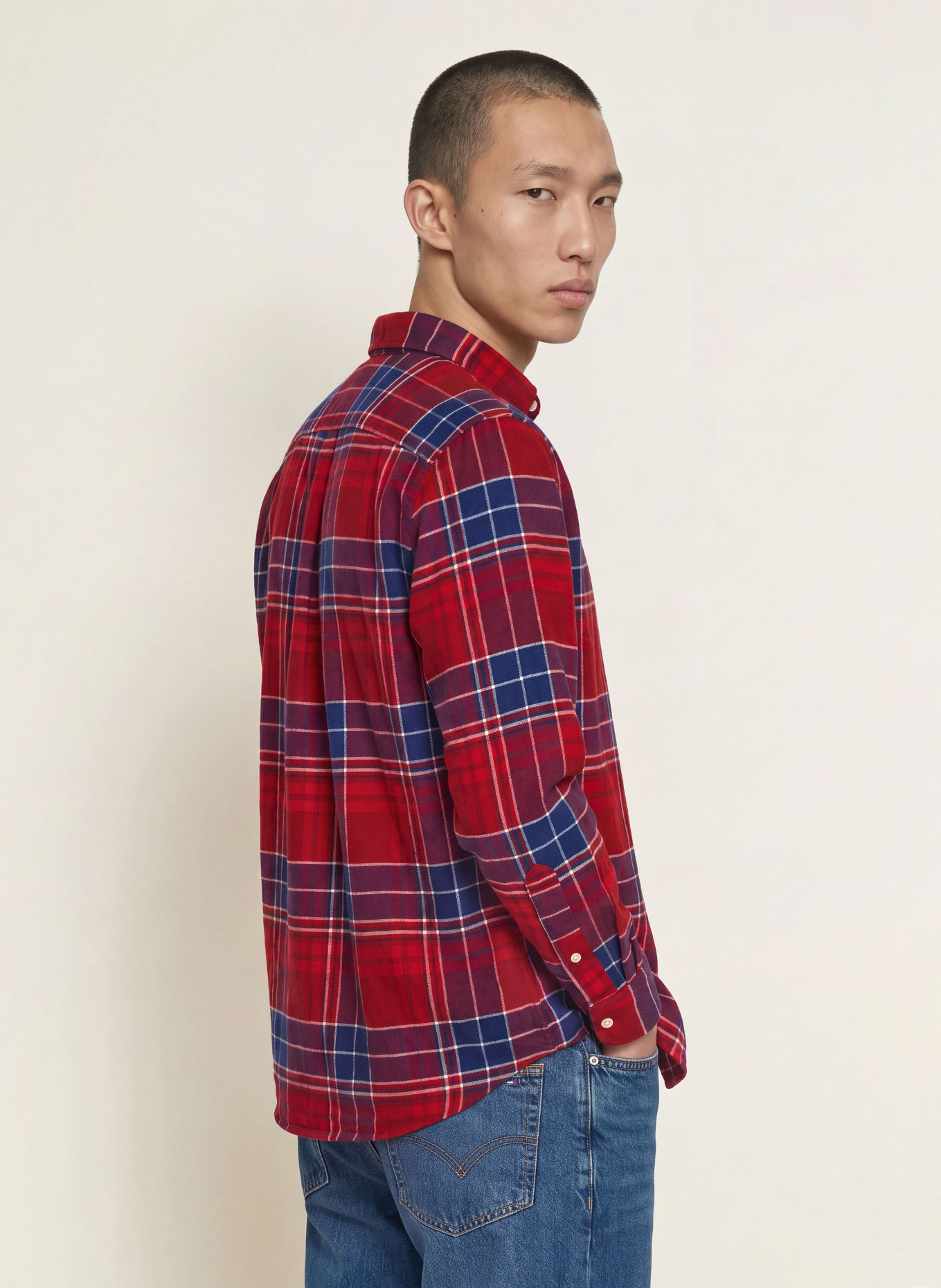 TOMMY HILFIGER Flanellhemd Regular Fit: ROT / DUNKELLILA / DUNKELBLAU
