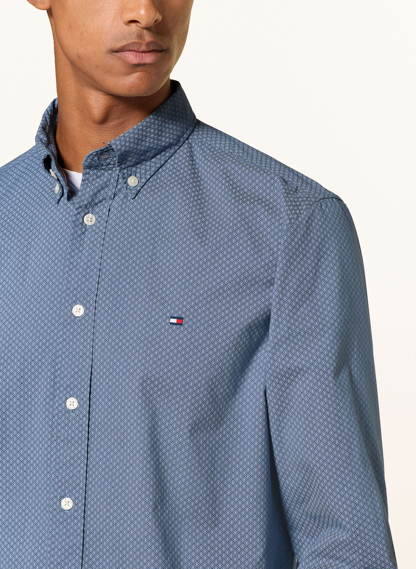 TOMMY HILFIGER Overhemd Comfort Fit: BLAUW / LICHTBLAUW