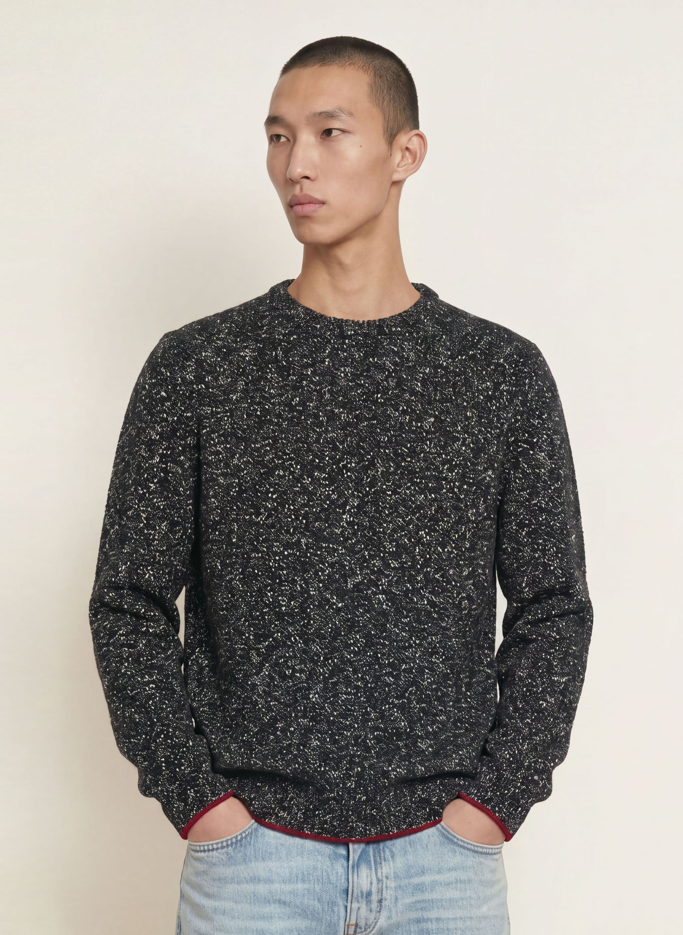 TOMMY HILFIGER Pullover: DUNKELBLAU / WEISS