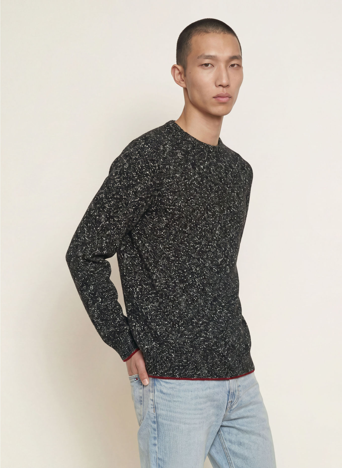 TOMMY HILFIGER Pullover: DUNKELBLAU / WEISS