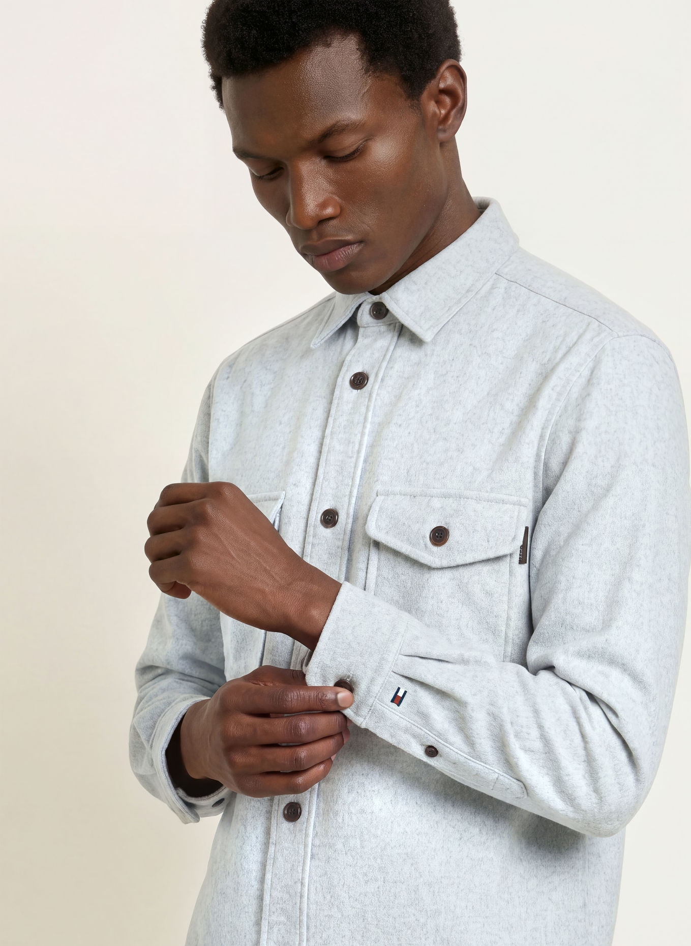 TOMMY HILFIGER Overshirt: LIGHT GRAY