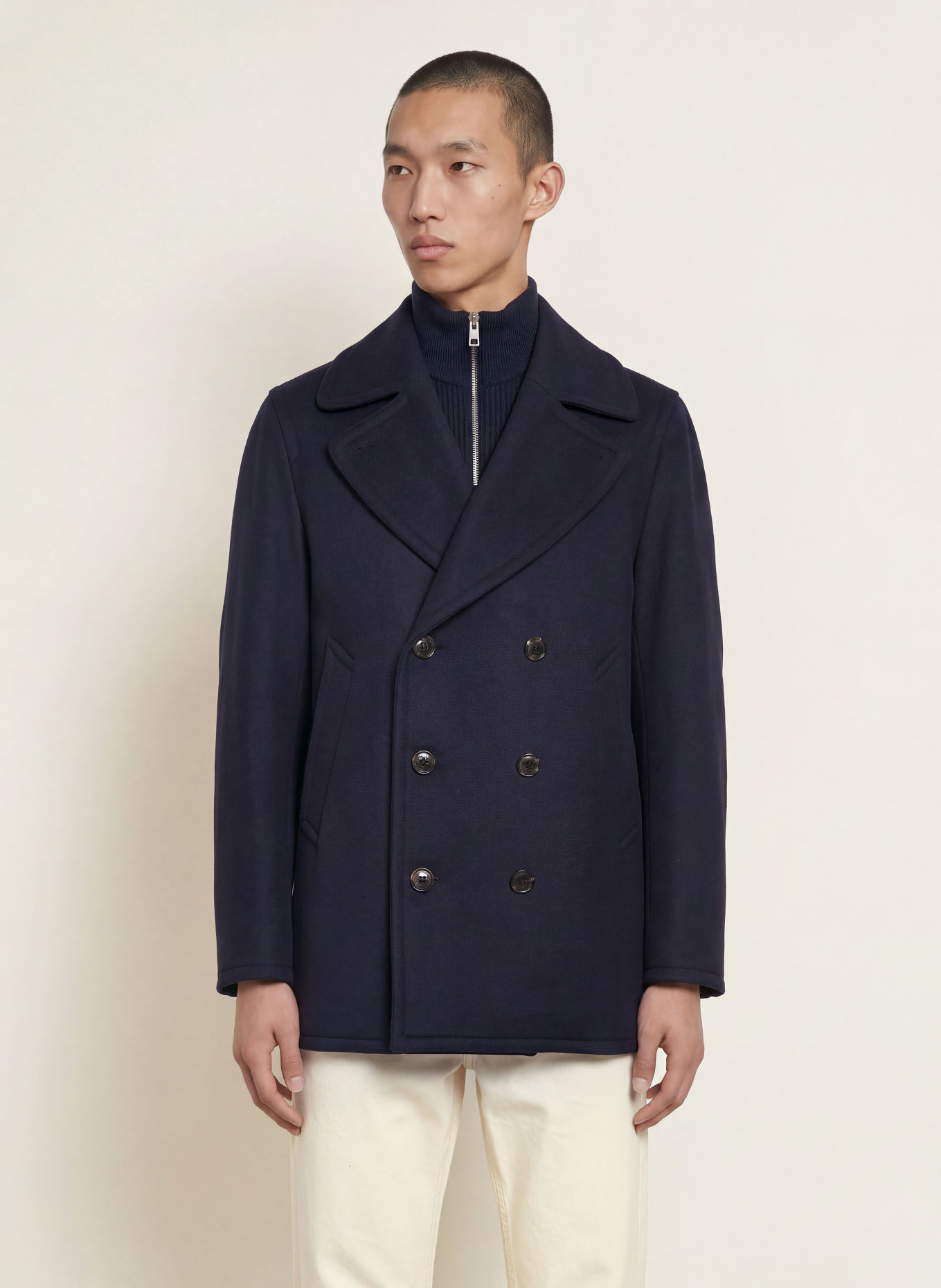TOMMY HILFIGER Wollen mantel: DONKERBLAUW