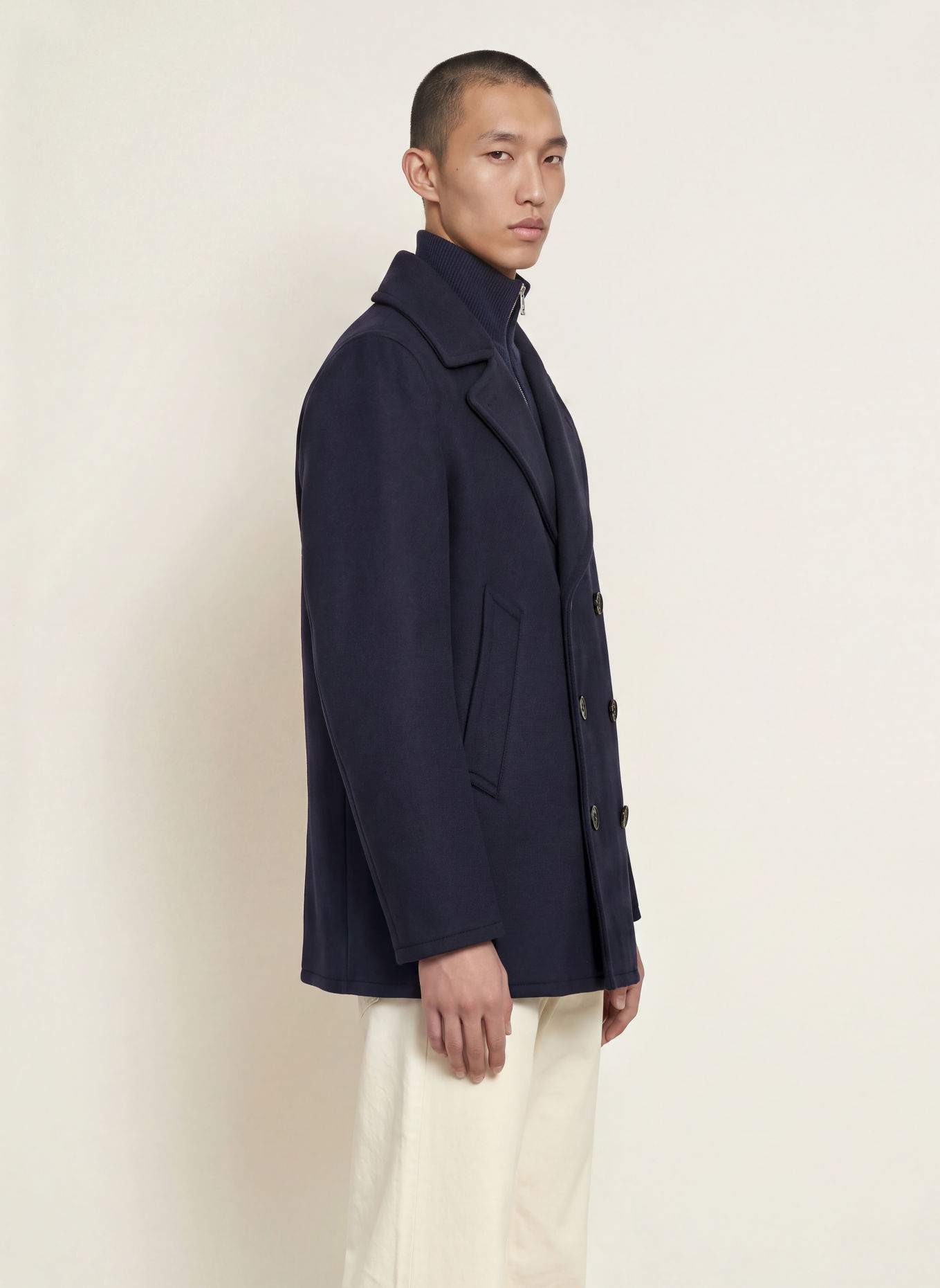 TOMMY HILFIGER Wollen mantel: DONKERBLAUW