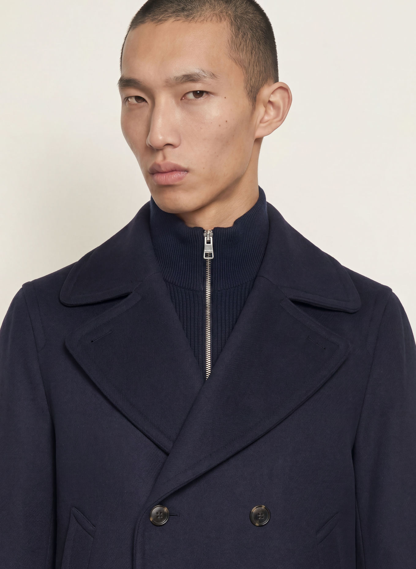 TOMMY HILFIGER Wollen mantel: DONKERBLAUW