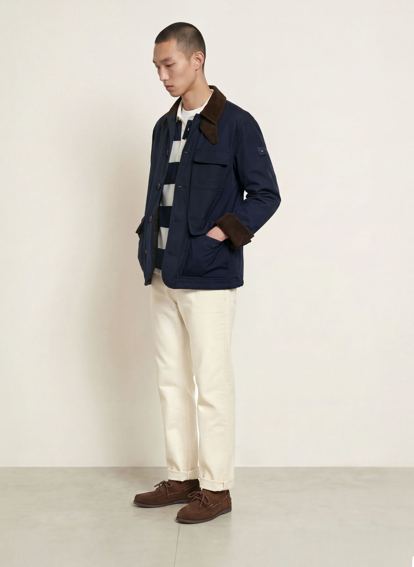 TOMMY HILFIGER Jacke: DUNKELBLAU / DUNKELBRAUN
