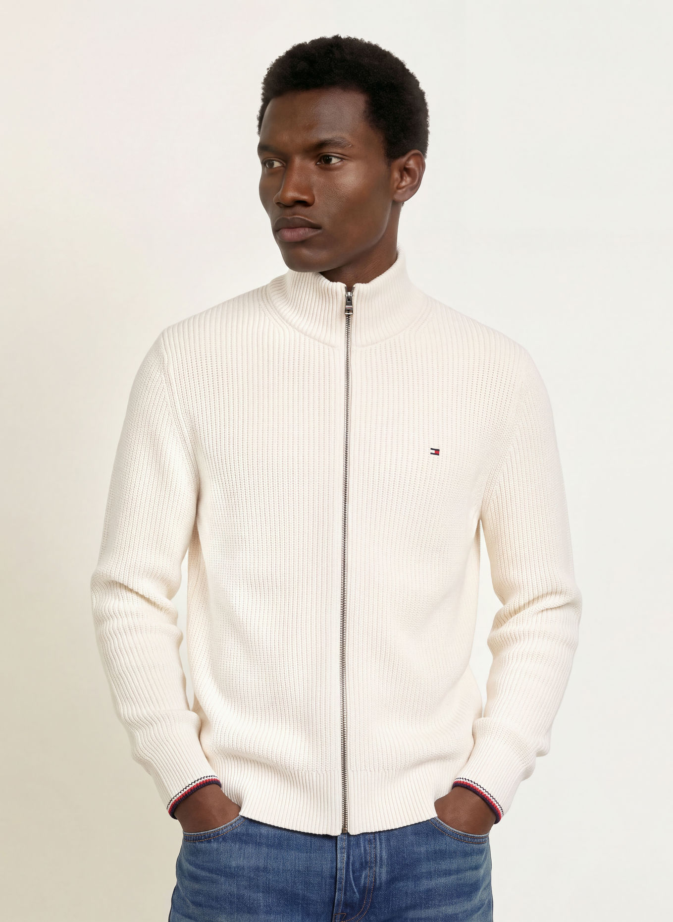 TOMMY HILFIGER Cardigan: WHITE