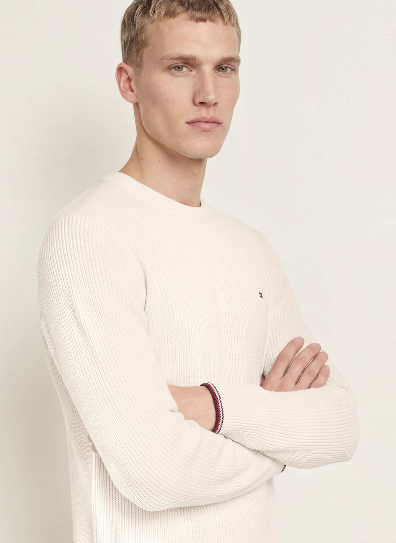 TOMMY HILFIGER Pullover: CREME / ROT / DUNKELBLAU