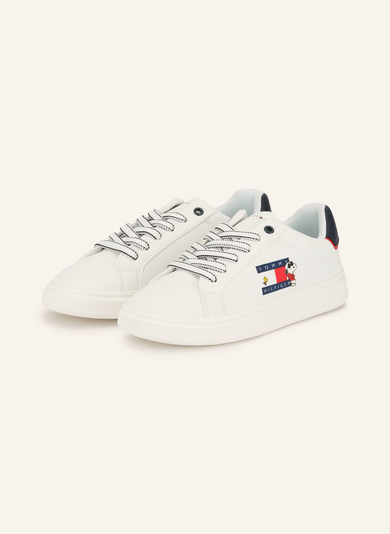 TOMMY HILFIGER Sneakers: WHITE / RED / DARK BLUE