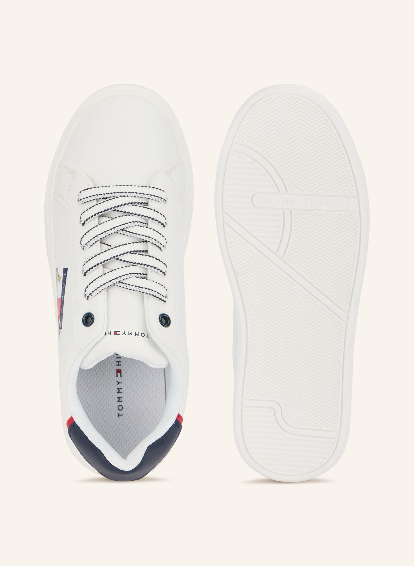 TOMMY HILFIGER Sneakers: WHITE / RED / DARK BLUE