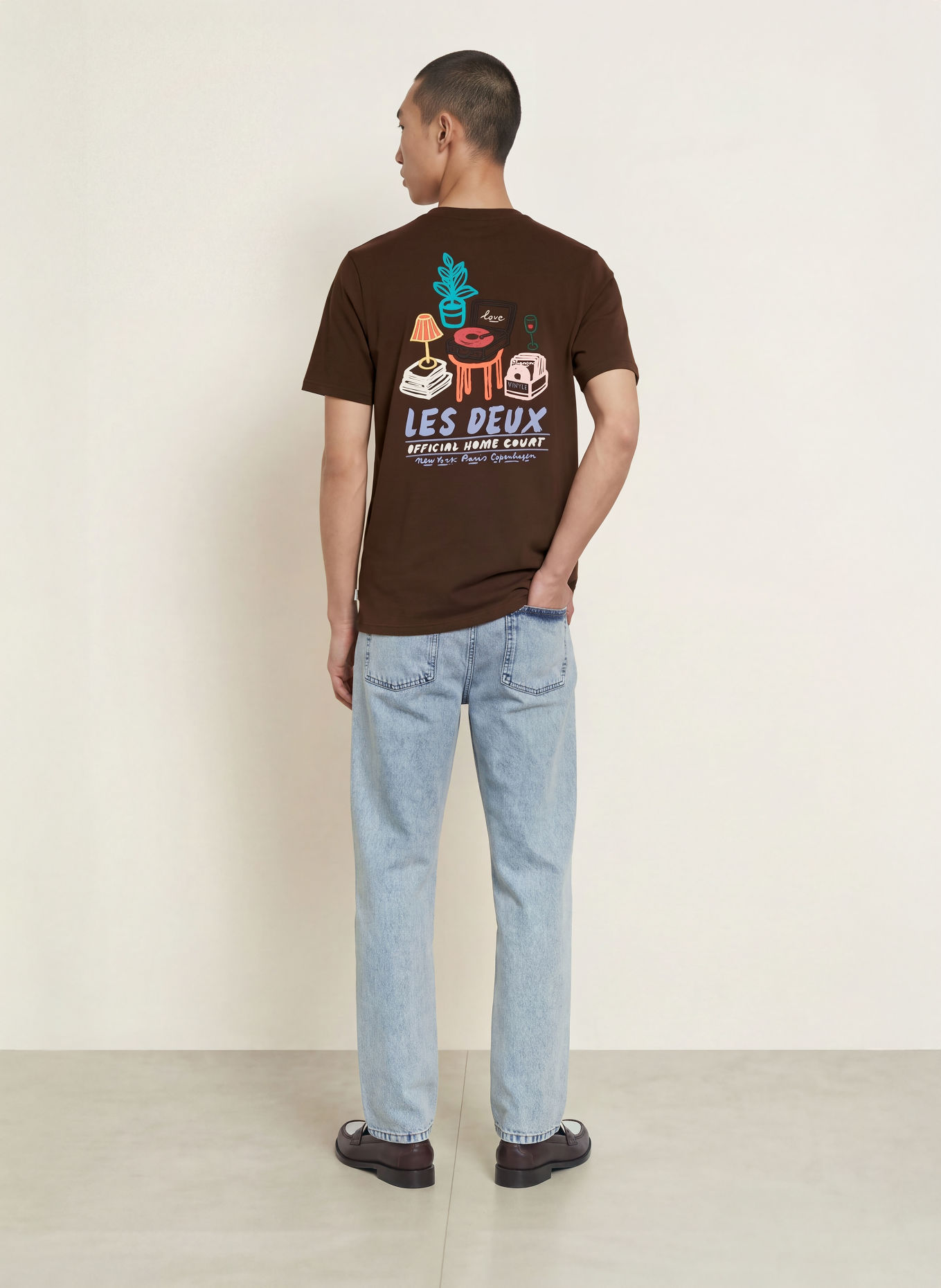 LES DEUX T-Shirt: DUNKELBRAUN / LACHS / HELLBLAU