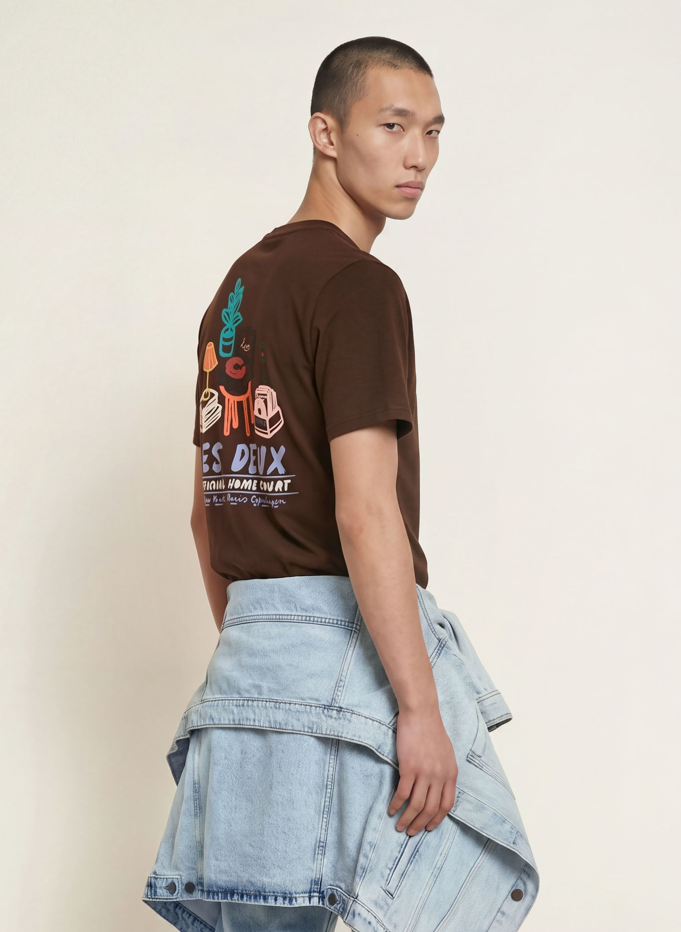 LES DEUX T-Shirt: DUNKELBRAUN / LACHS / HELLBLAU