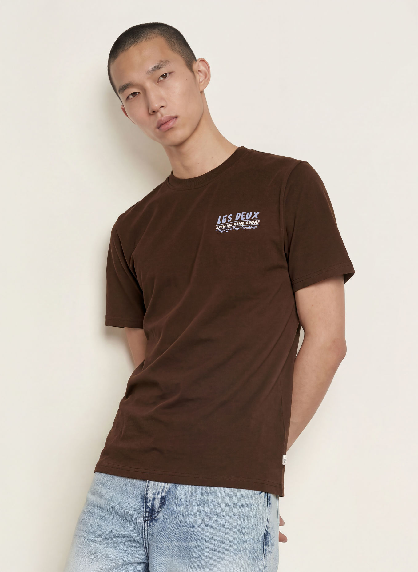 LES DEUX T-Shirt: DUNKELBRAUN / LACHS / HELLBLAU