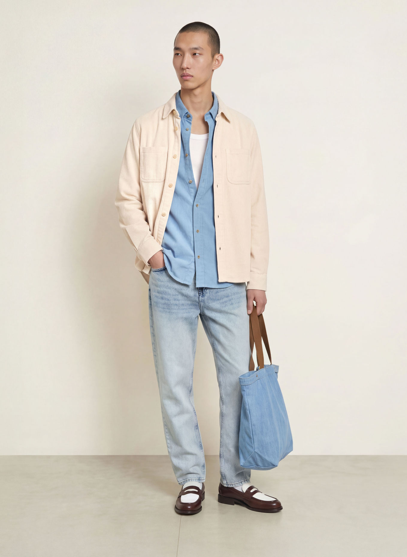LES DEUX Overshirt van corduroy: BEIGE