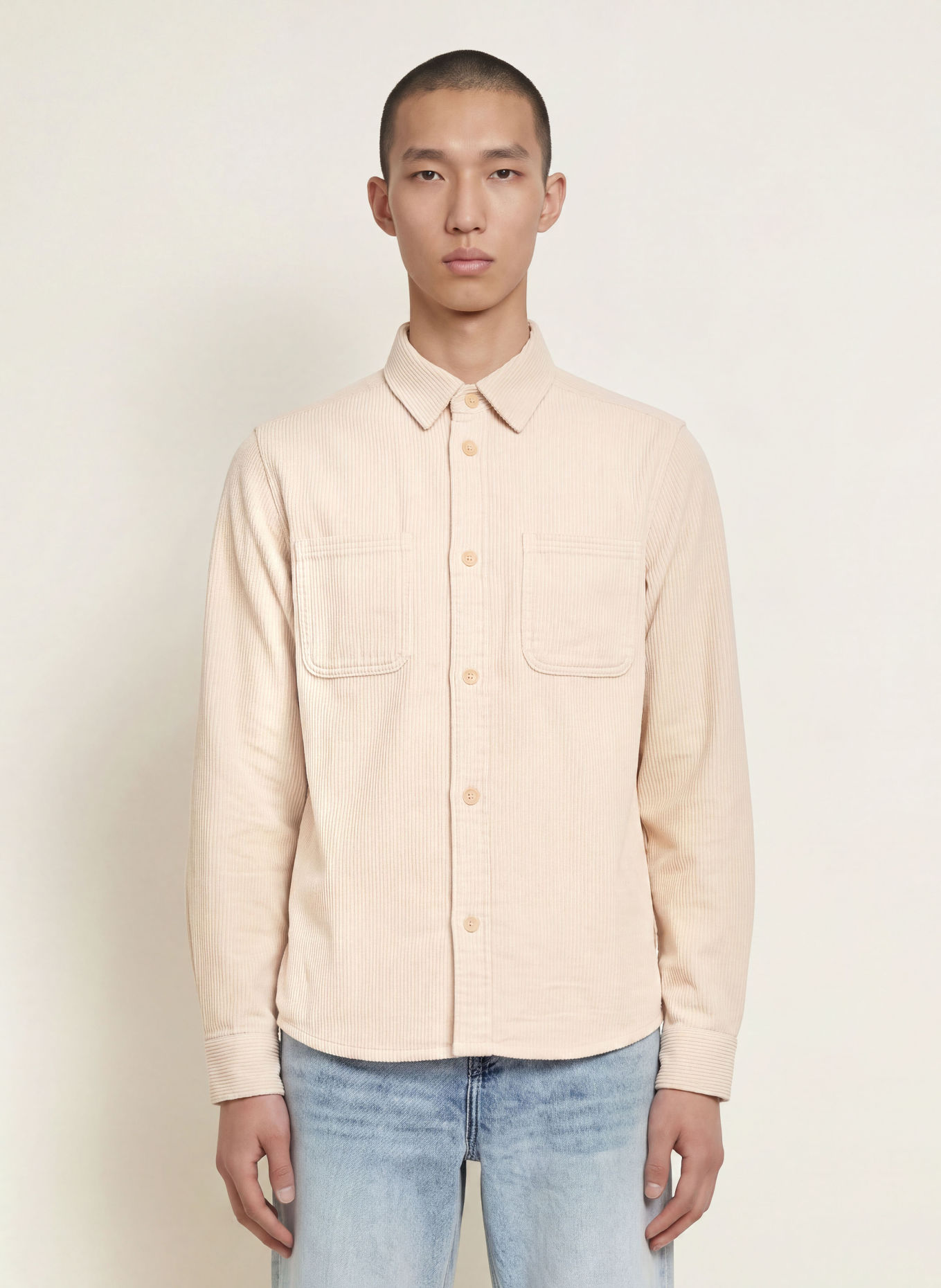 LES DEUX Overshirt van corduroy: BEIGE