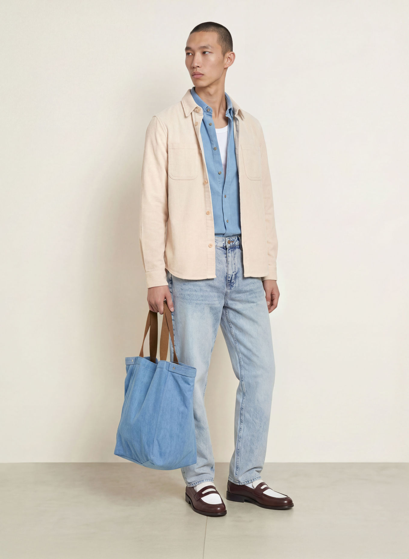 LES DEUX Overshirt van corduroy: BEIGE