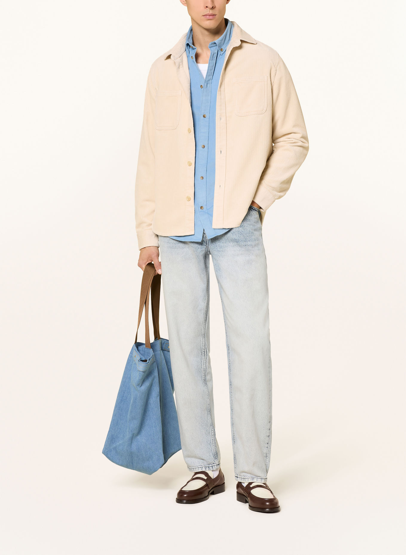 LES DEUX Overshirt van corduroy: BEIGE