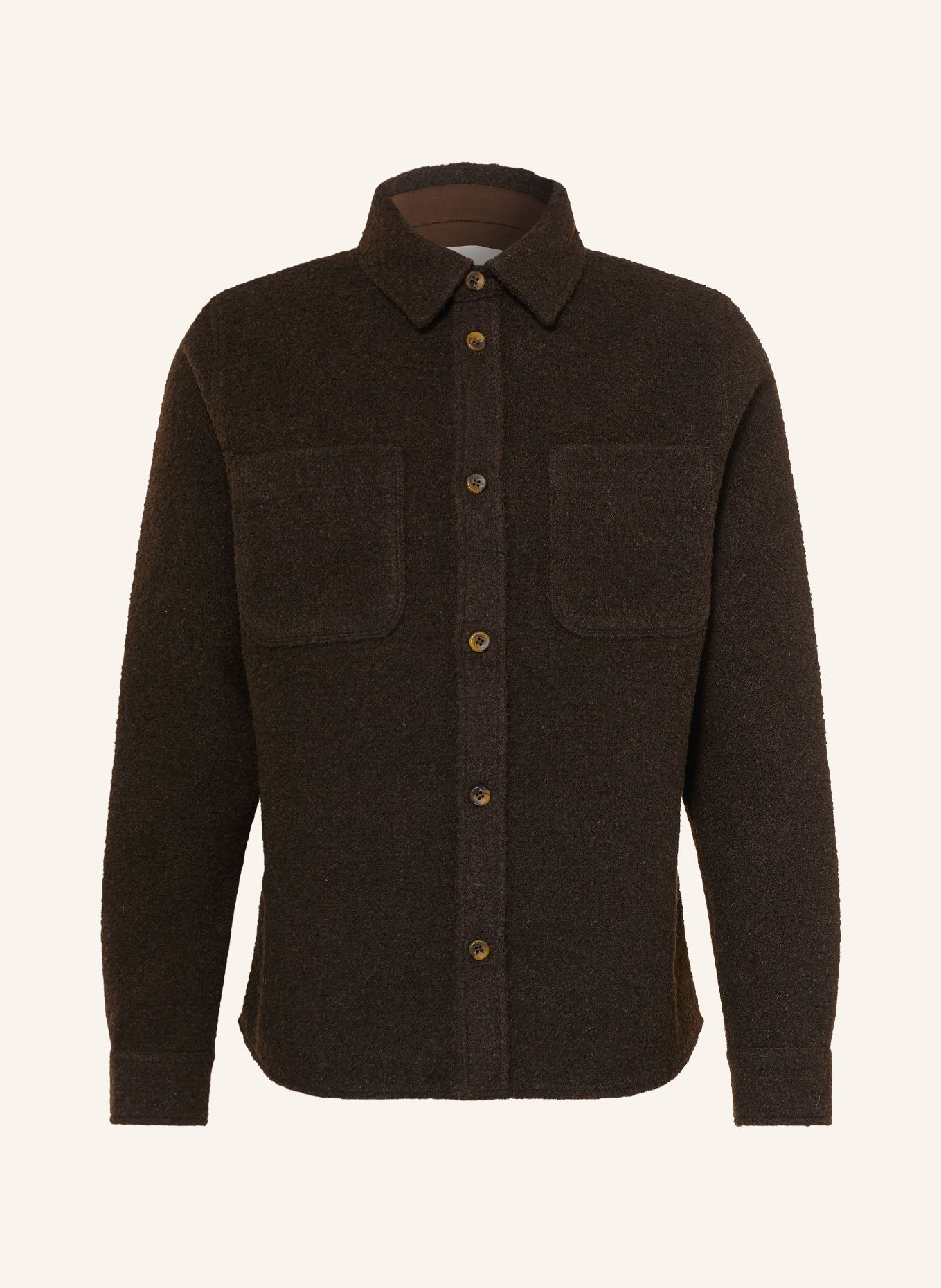 LES DEUX Overshirt van bouclé: MARRON FONCÉ