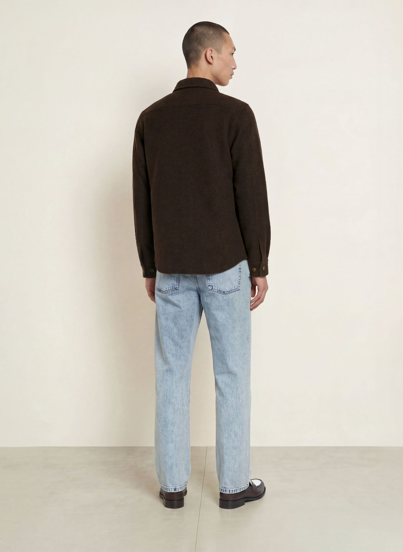 LES DEUX Overshirt van bouclé: MARRON FONCÉ