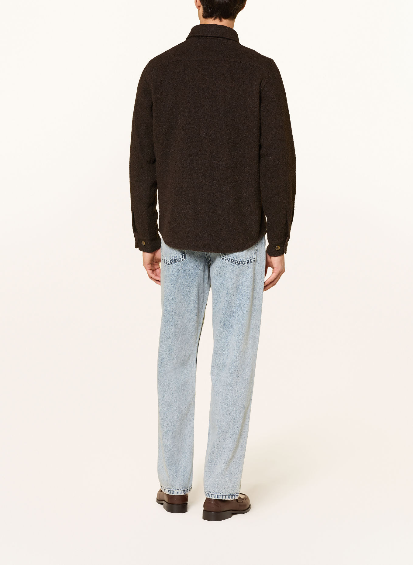 LES DEUX Overshirt van bouclé: MARRON FONCÉ