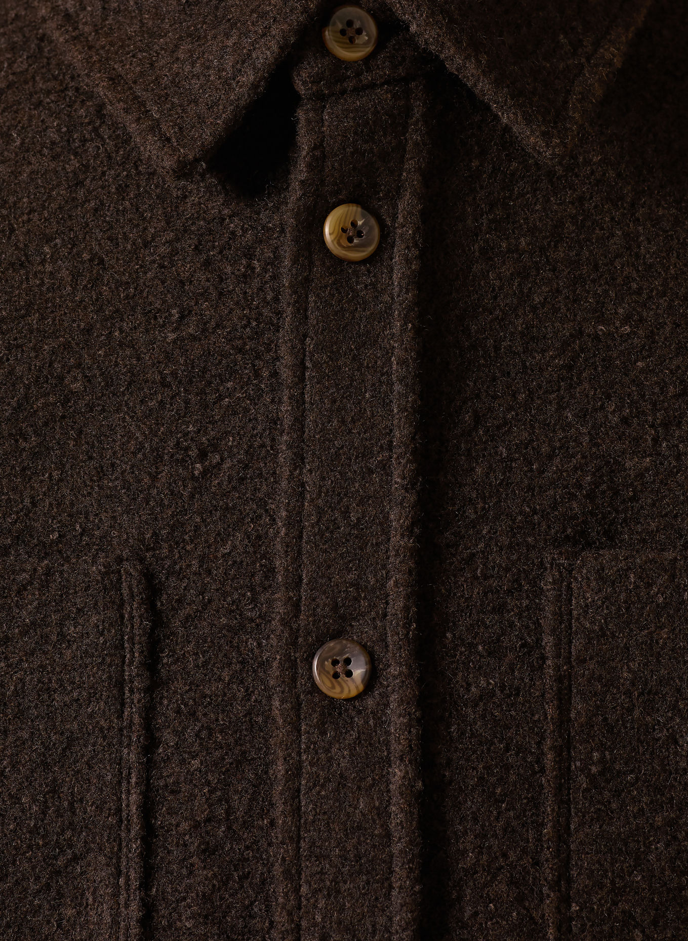 LES DEUX Overshirt van bouclé: MARRON FONCÉ