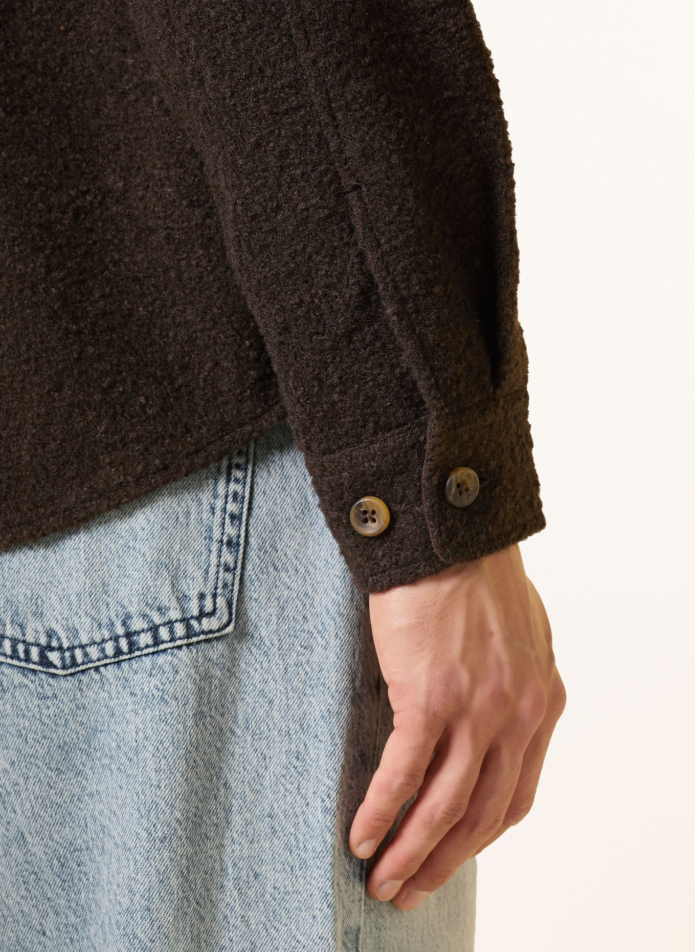LES DEUX Overshirt van bouclé: MARRON FONCÉ