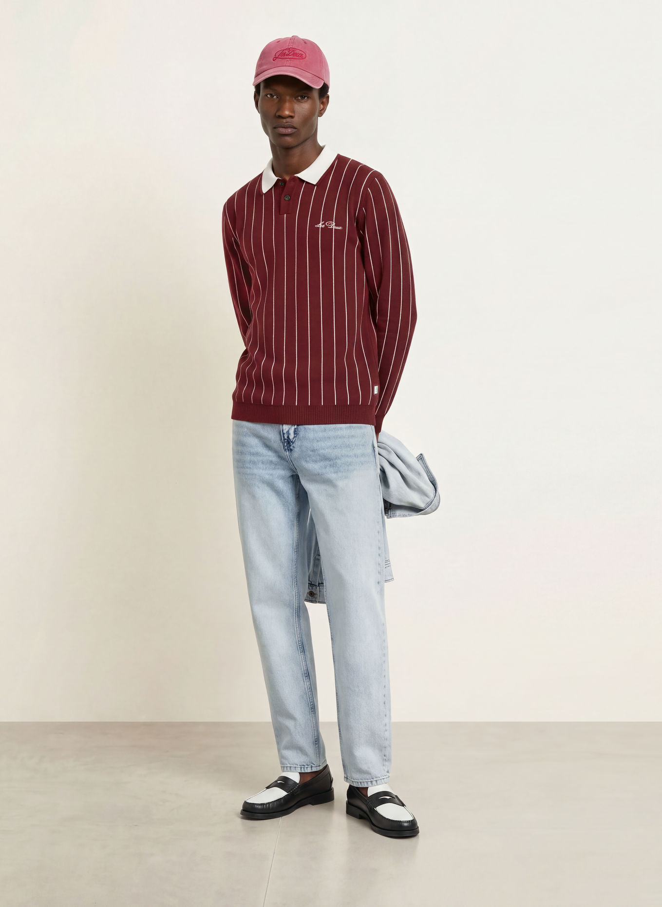 LES DEUX Rugbyshirt: DUNKELROT / WEISS