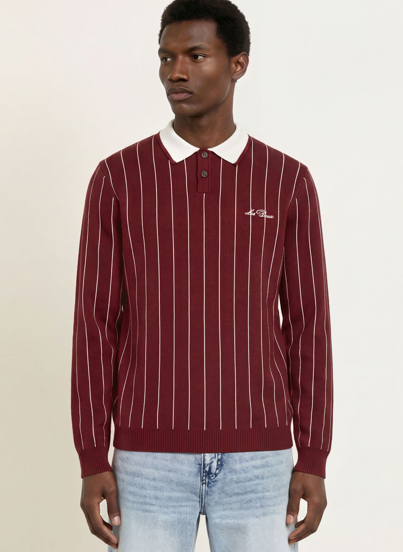 LES DEUX Rugbyshirt: DUNKELROT / WEISS
