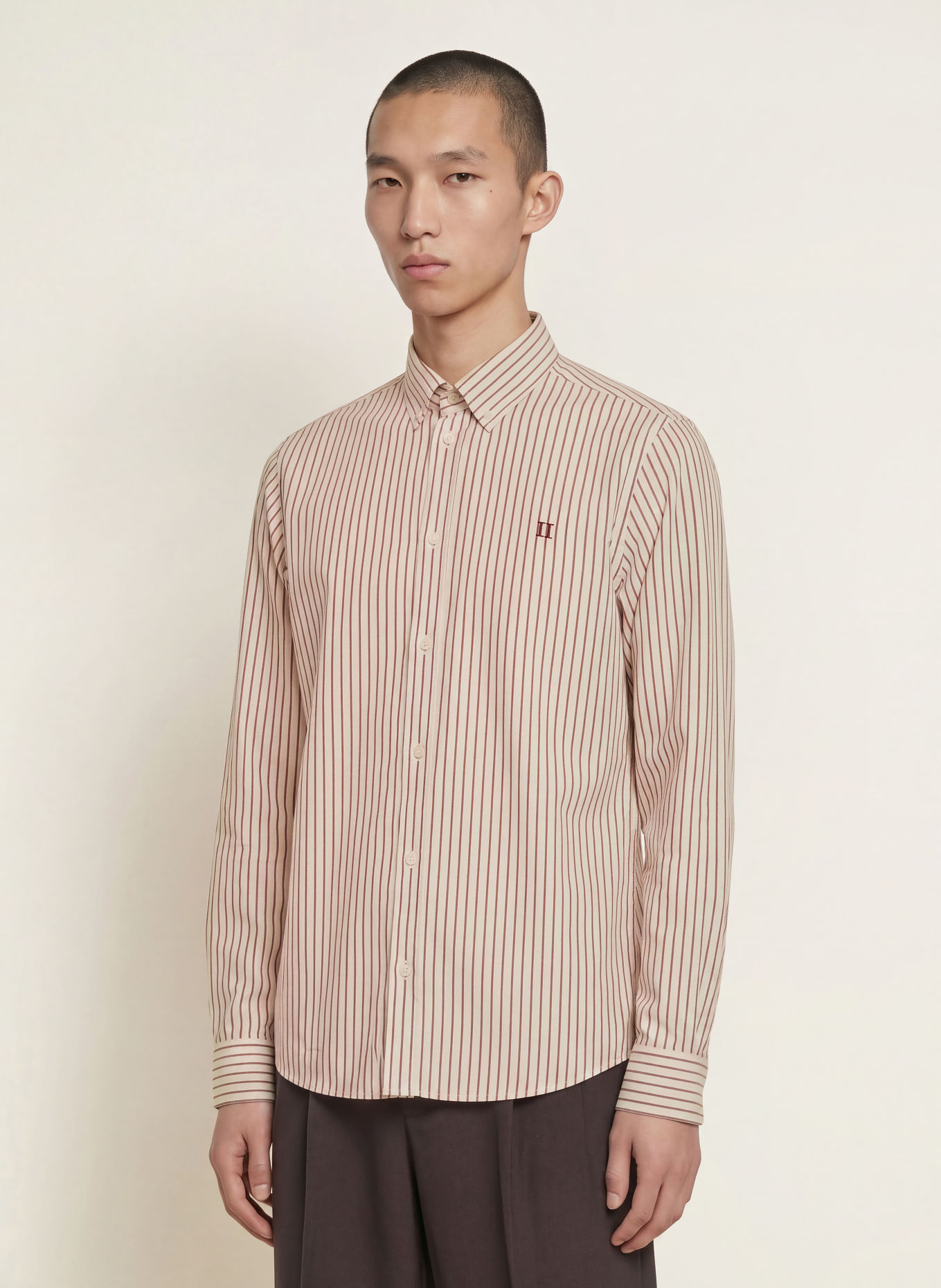 LES DEUX Oxfordhemd Regular Fit: ECRU / DUNKELROT