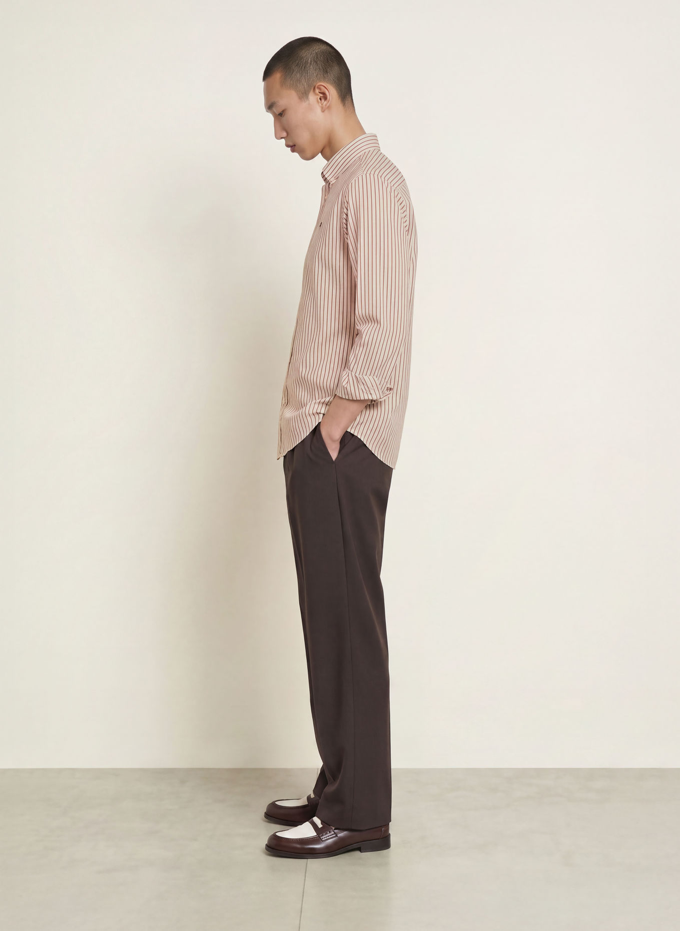 LES DEUX Oxfordhemd Regular Fit: ECRU / DUNKELROT