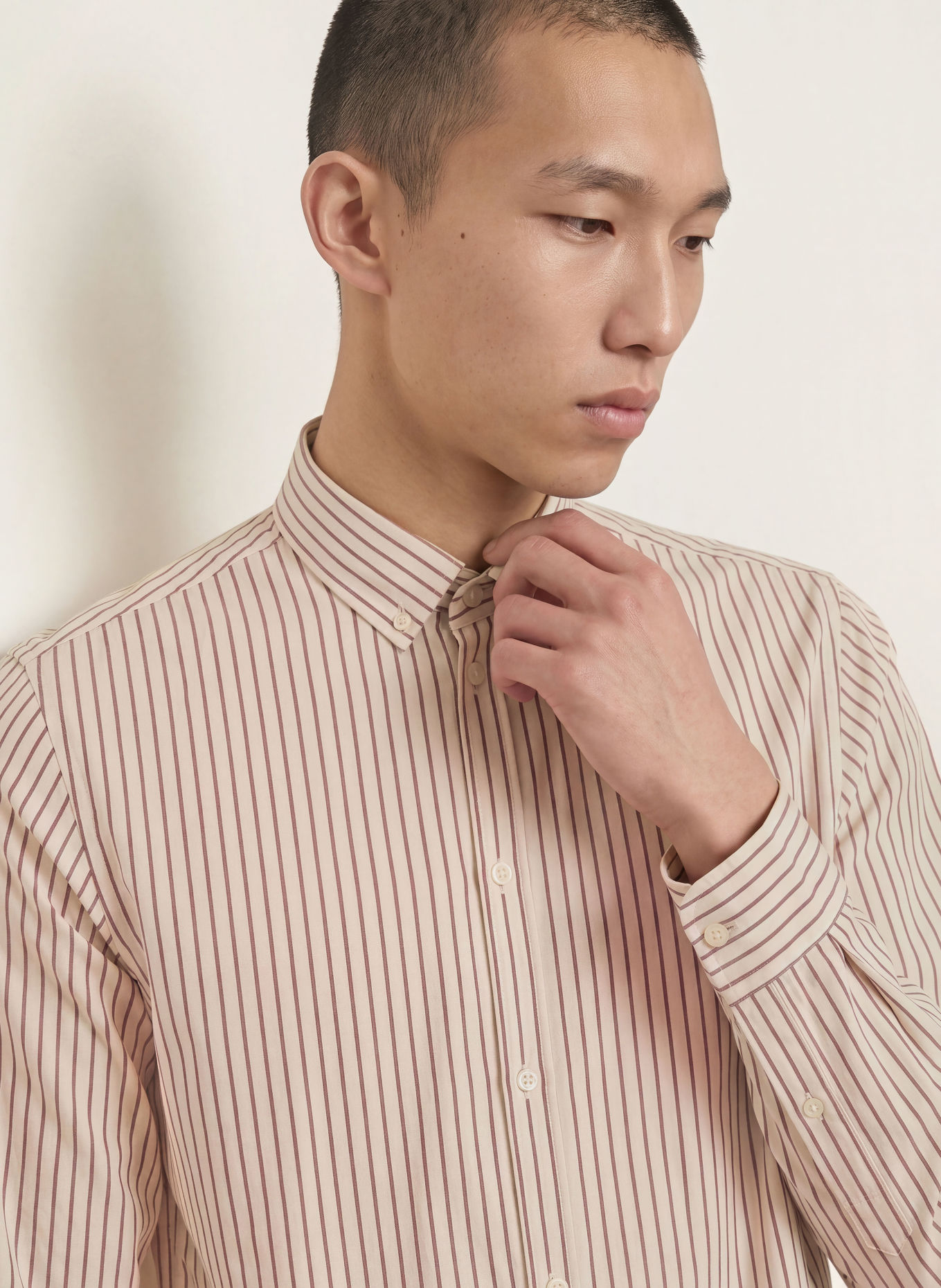 LES DEUX Oxfordhemd Regular Fit: ECRU / DUNKELROT