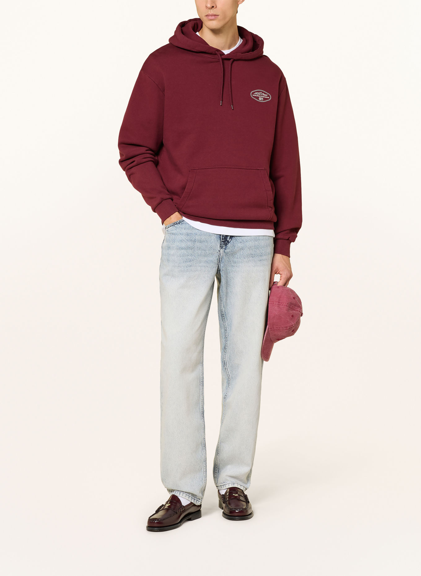 LES DEUX Hoodie WORLDWIDE: DONKERROOD