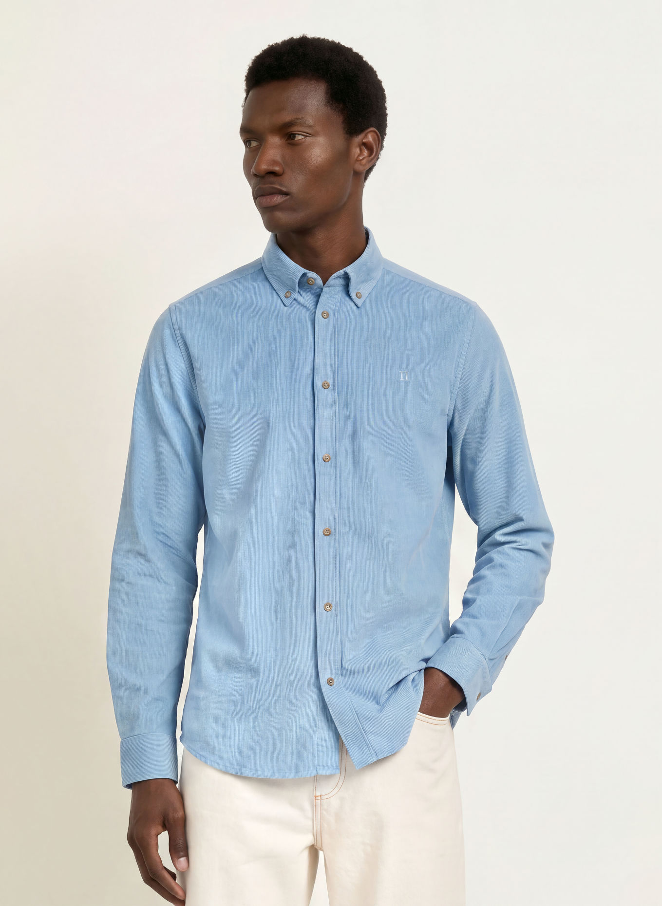 LES DEUX Cordoverhemd Regular Fit: BLAUWGRIJS