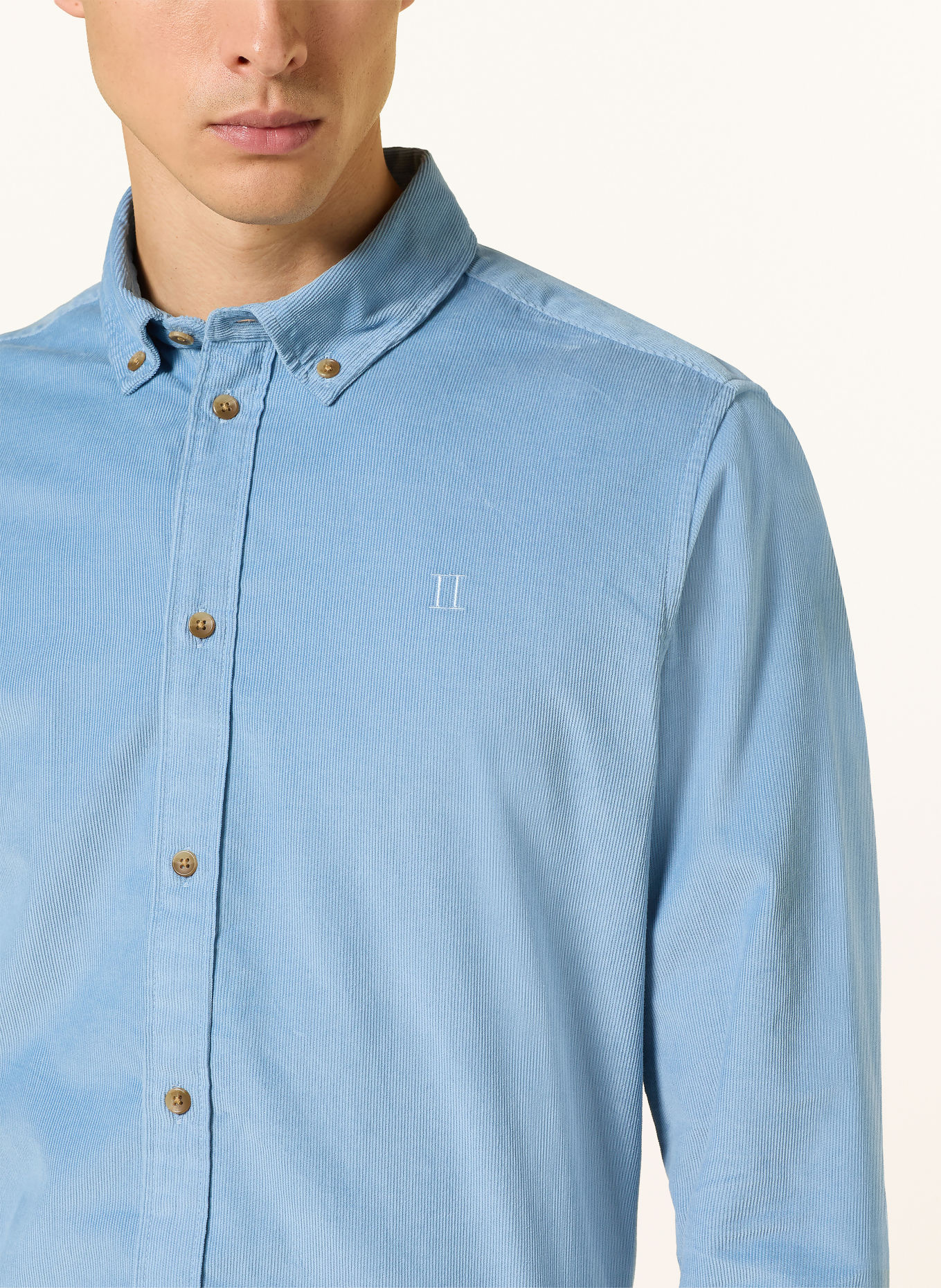 LES DEUX Cordoverhemd Regular Fit: BLAUWGRIJS