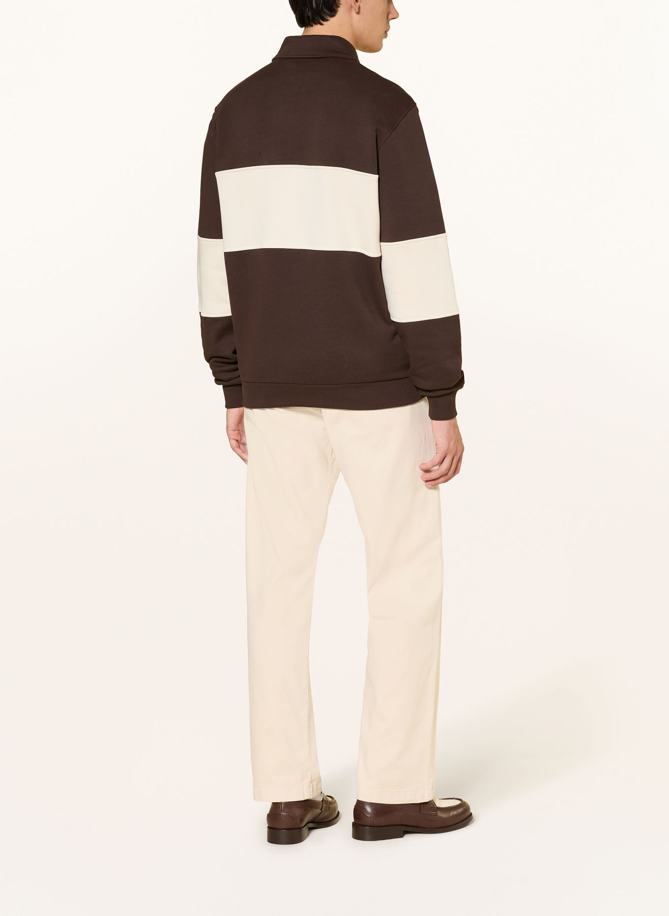 LES DEUX Sweater met halve rits: MARRON FONCÉ / BEIGE