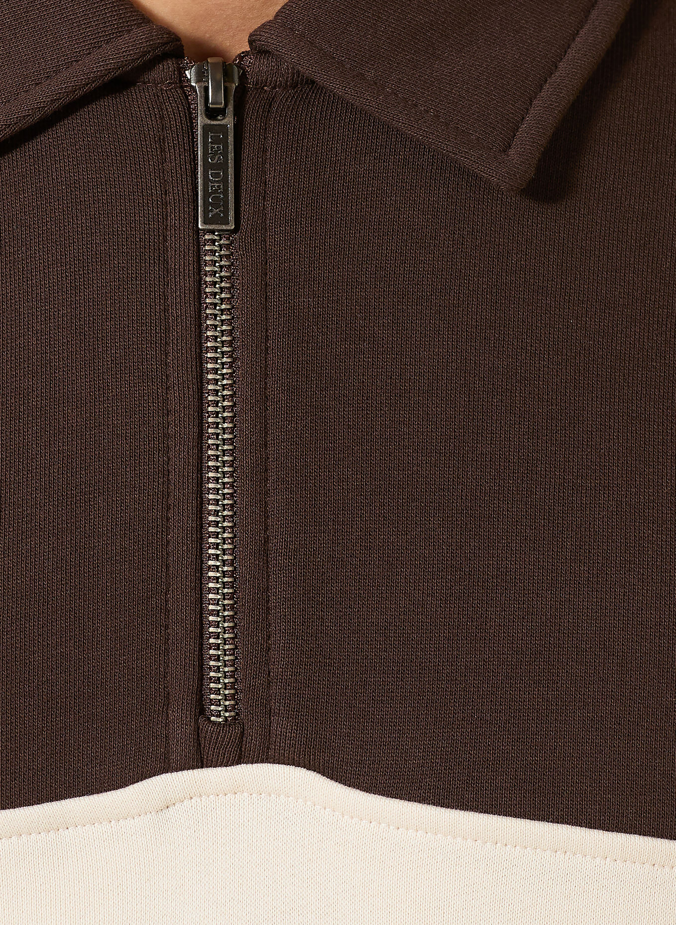 LES DEUX Sweater met halve rits: MARRON FONCÉ / BEIGE