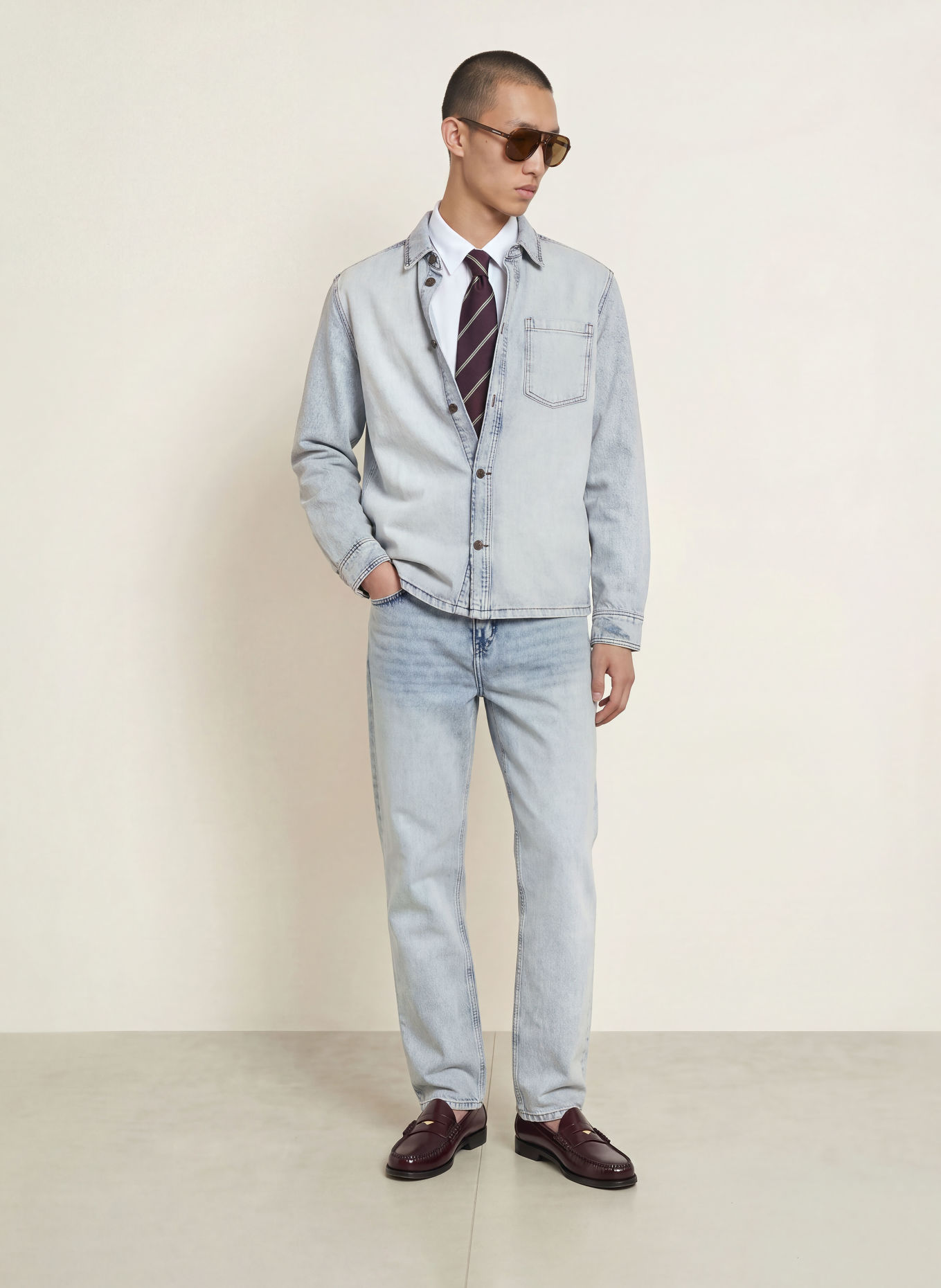 LES DEUX Jeans-Overshirt: HELLBLAU