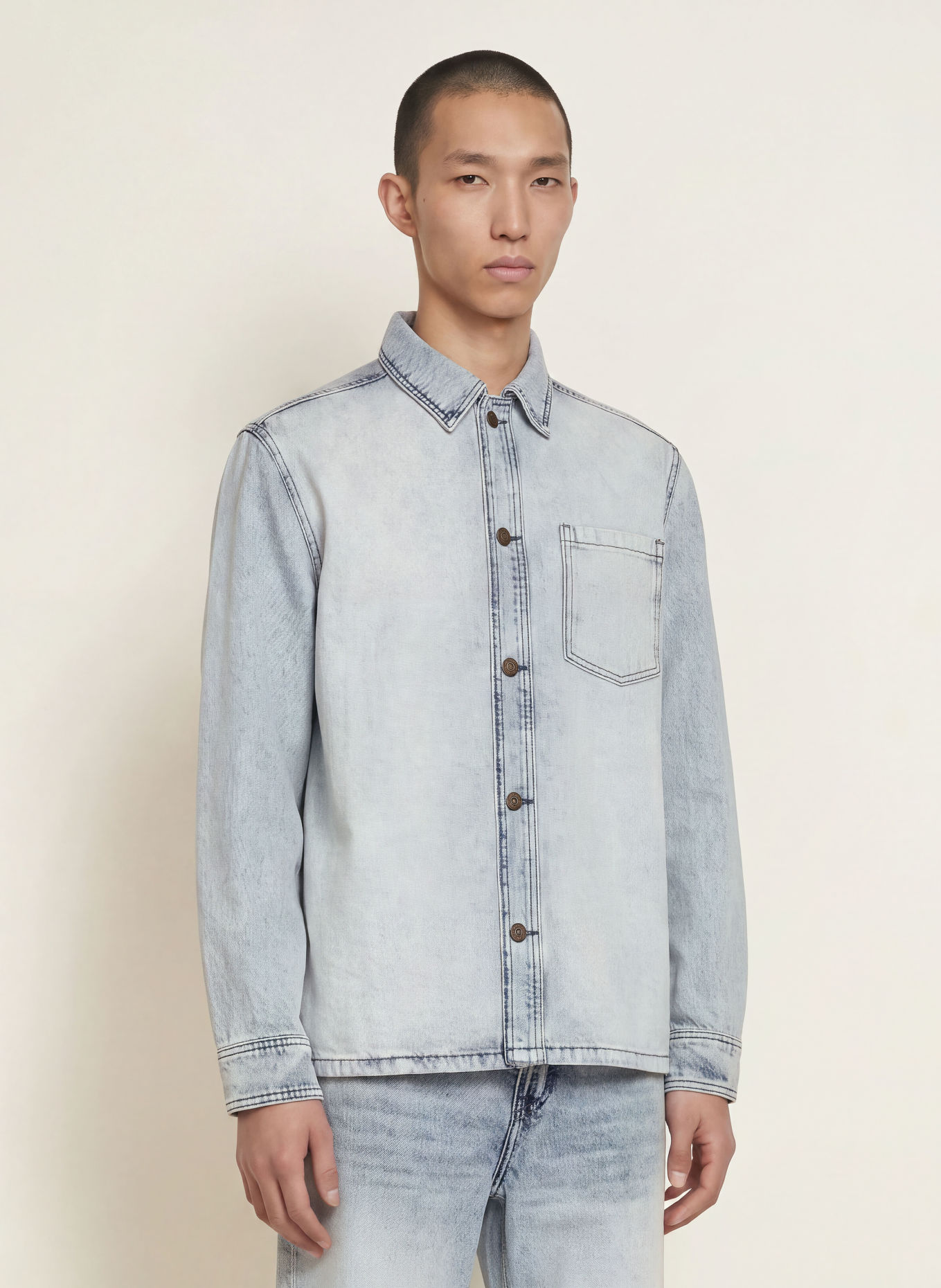 LES DEUX Jeans-Overshirt: HELLBLAU