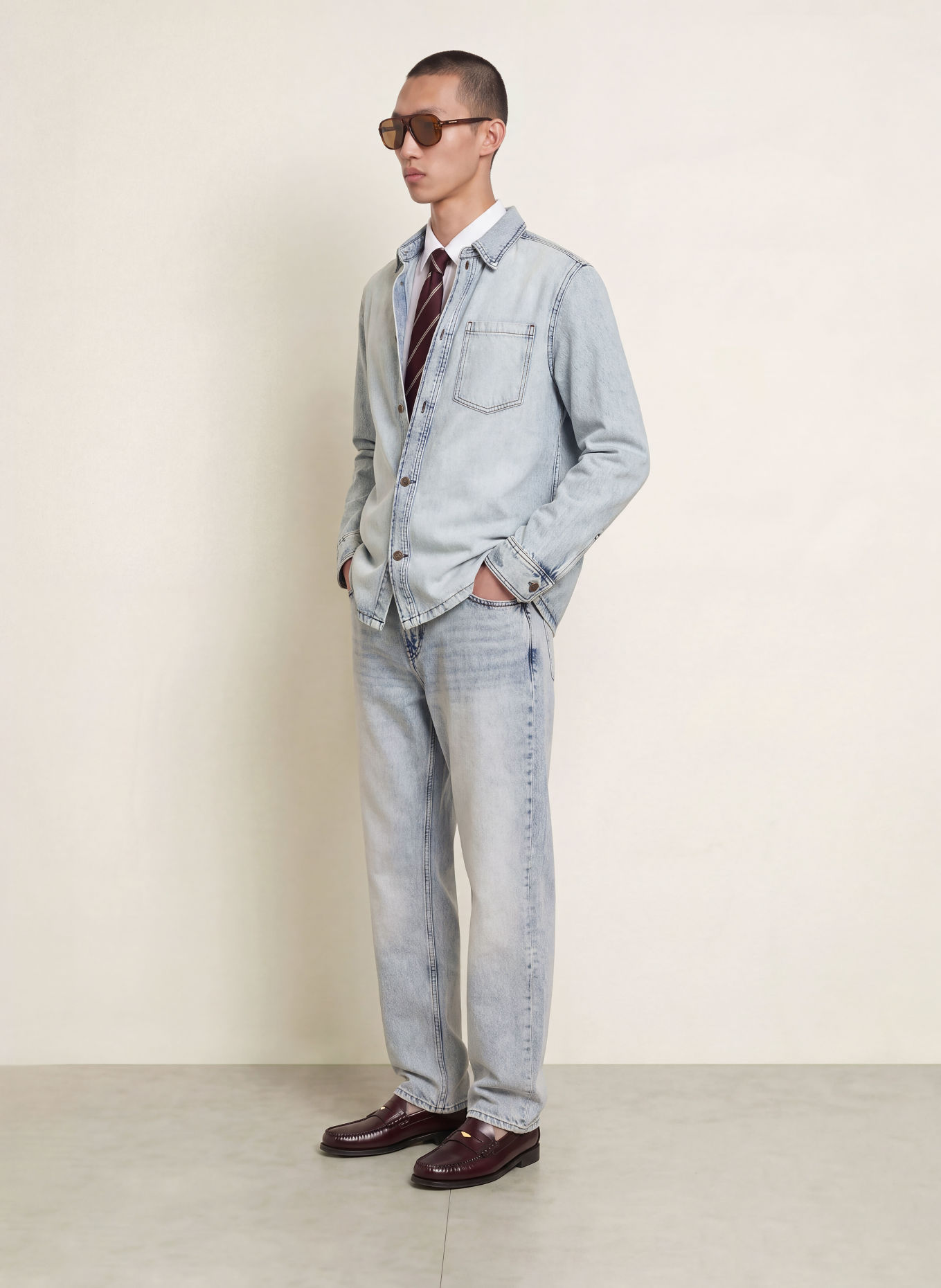 LES DEUX Jeans-Overshirt: HELLBLAU