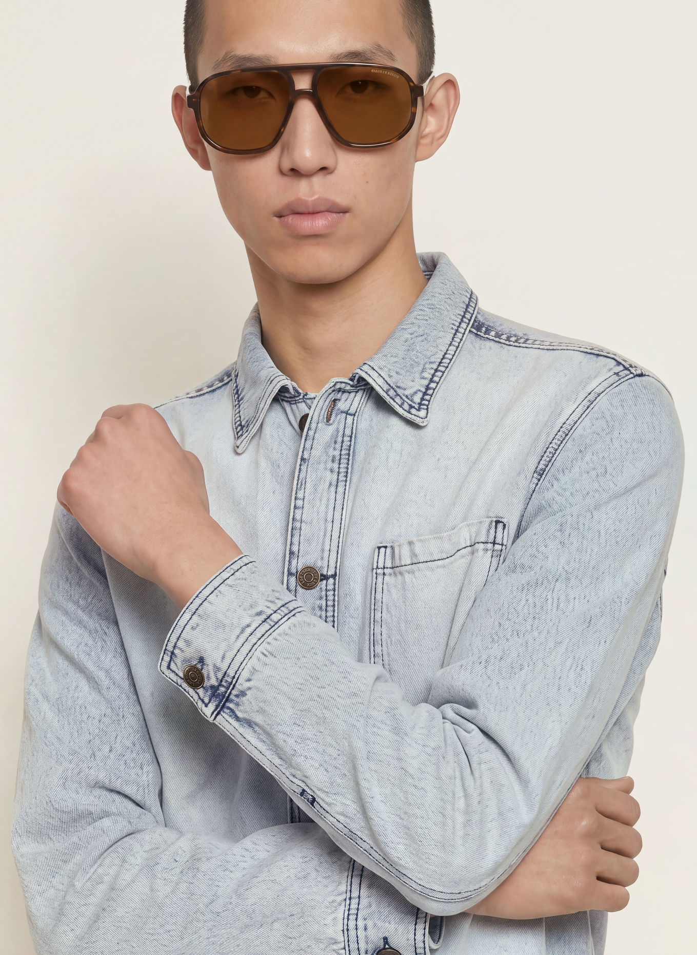 LES DEUX Jeans-Overshirt: HELLBLAU