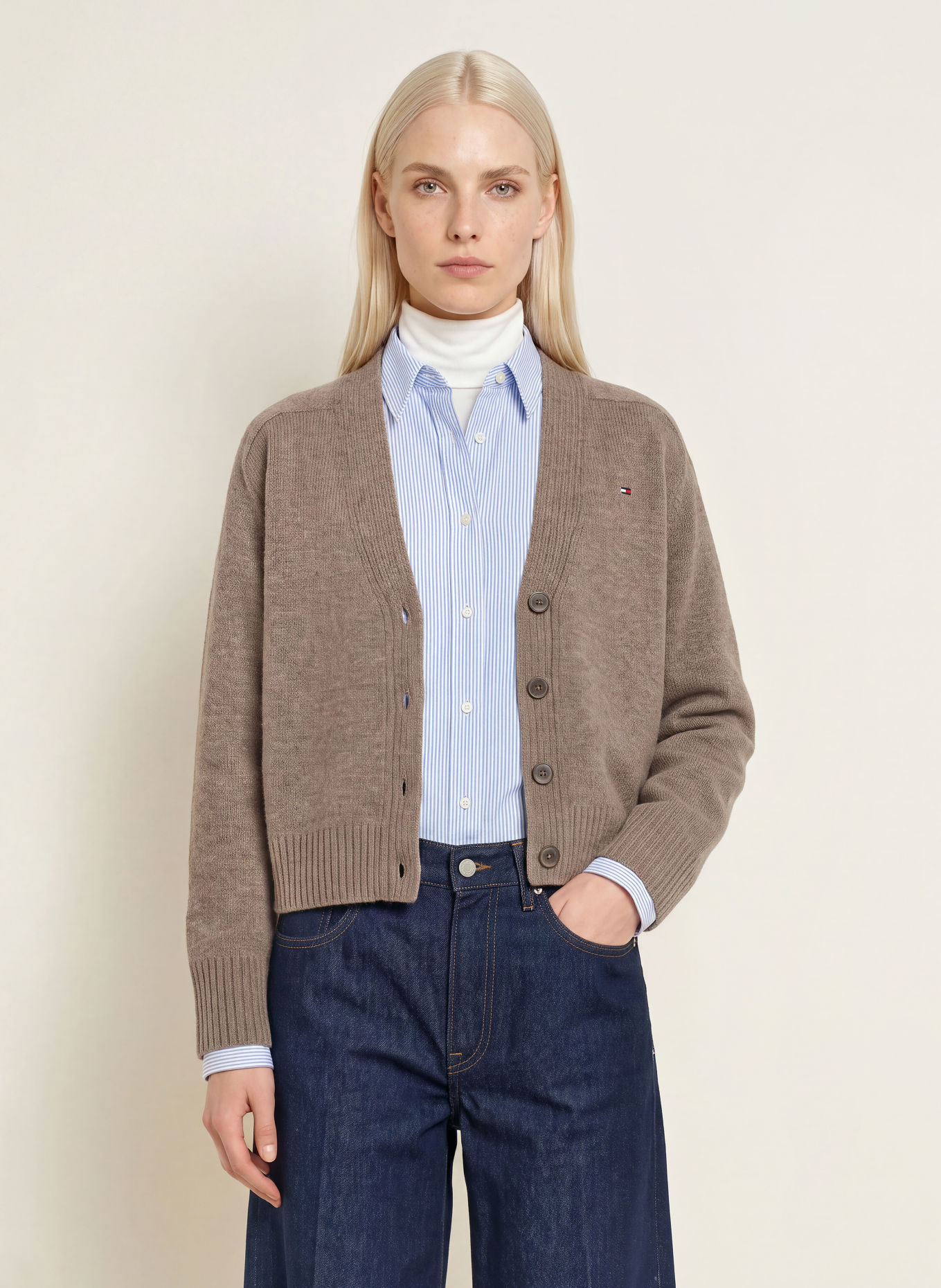 TOMMY HILFIGER Cardigan: TAUPE